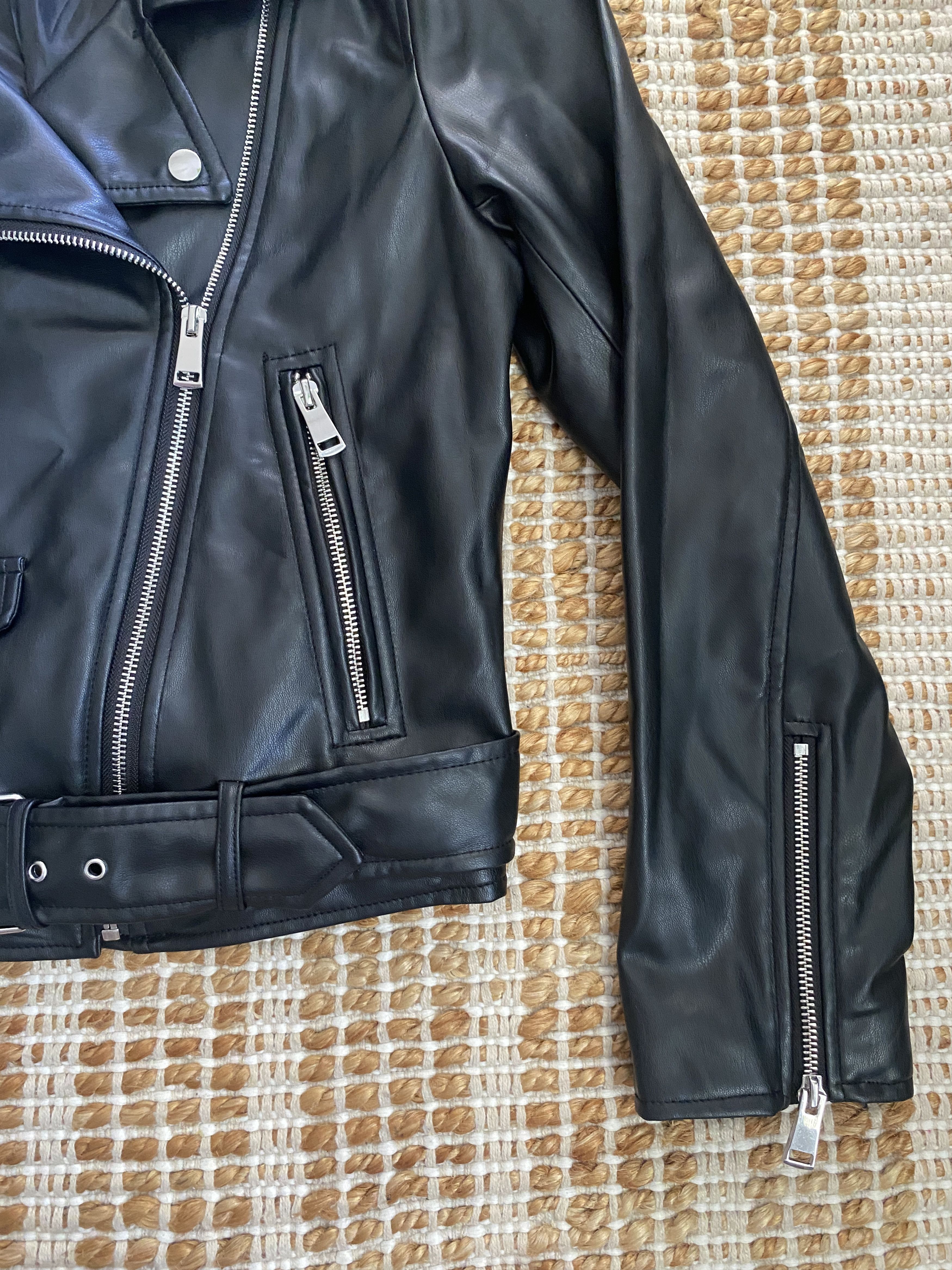 Zara Zara Faux Leather Biker Jacket – Black Size S / US 4 / IT 40 - 6 Thumbnail