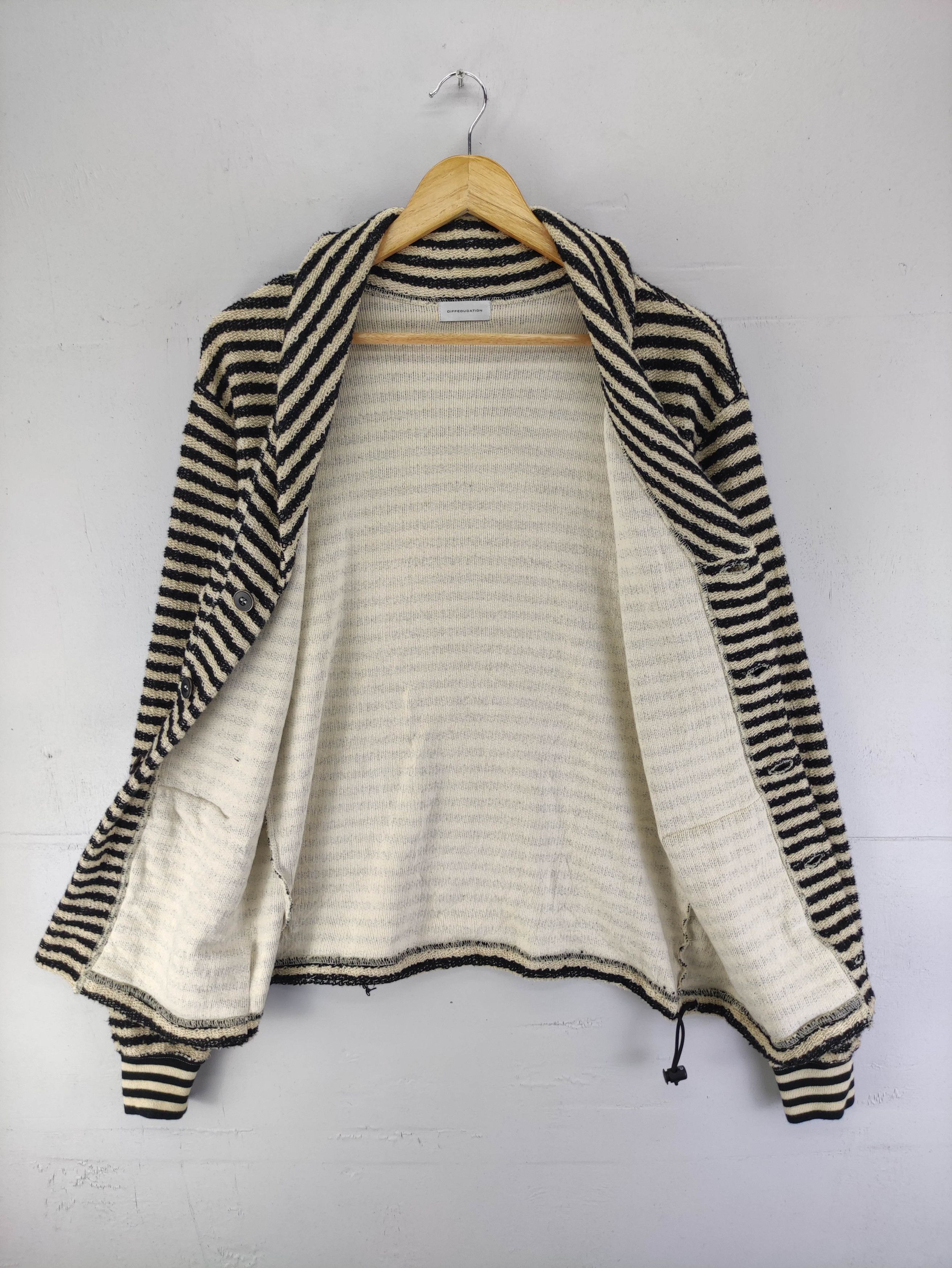 Japanese Brand Vintage Diffeducation Shawl Collar Stripe Cardigan Size M / US 6-8 / IT 42-44 - 5 Thumbnail