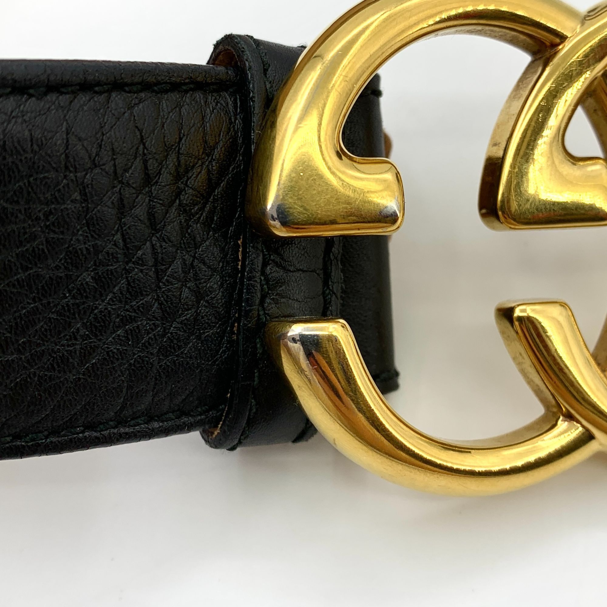 Gucci Gucci Black Leather Double G Gold Buckle Belt 85cm Made In I Size ONE SIZE - 4 Thumbnail