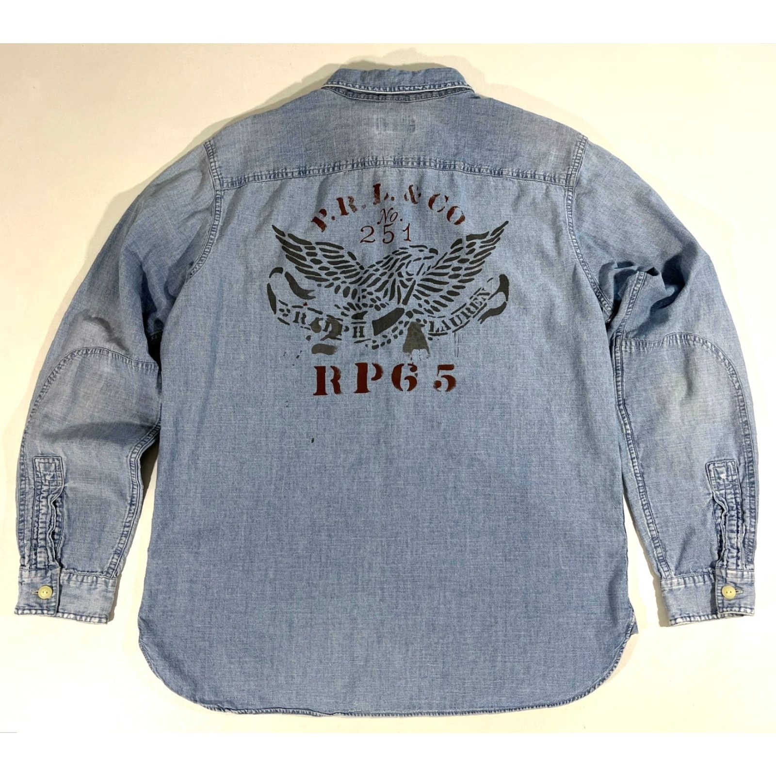Polo Ralph Lauren Polo Ralph Lauren Shirt Men's Blue Chambray Long Sleeve P.R.L Print Double-Sided Sz L Size US L / EU 52-54 / 3 - 5 Thumbnail