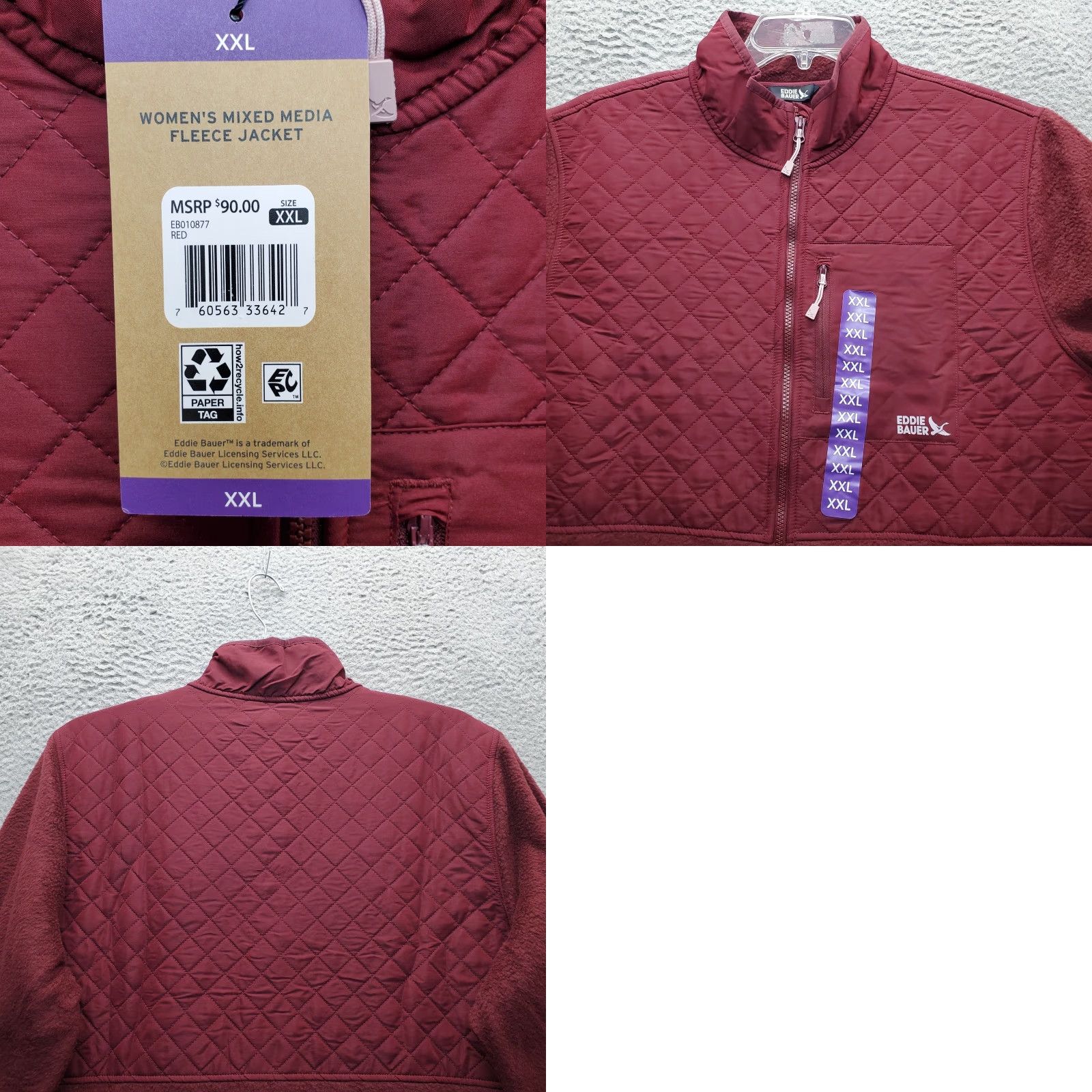 Eddie Bauer Eddie Bauer Zip Up Polar Fleece Jacket Womens XXL Red EB010877 Jacket Womens XXL Red EB010877 Size XXL / US 16-18 / IT 52-54 - 8 Thumbnail