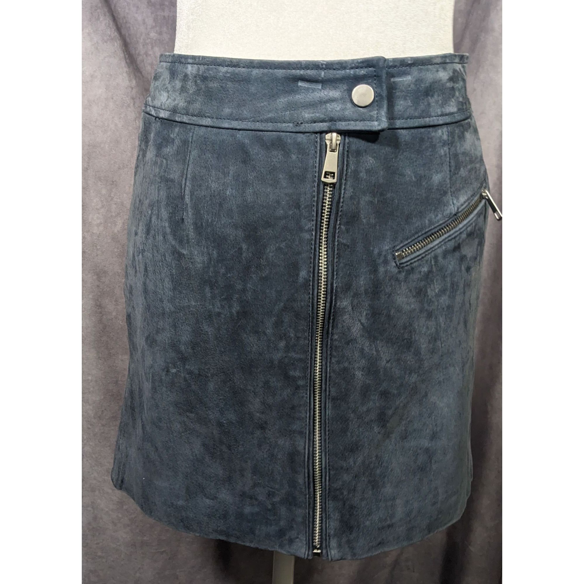 Other Bagatelle NYC Blue/Grey Suede Full Zip Mini Skirt Size Small Size 28" / US 6 / IT 42 - 7 Thumbnail