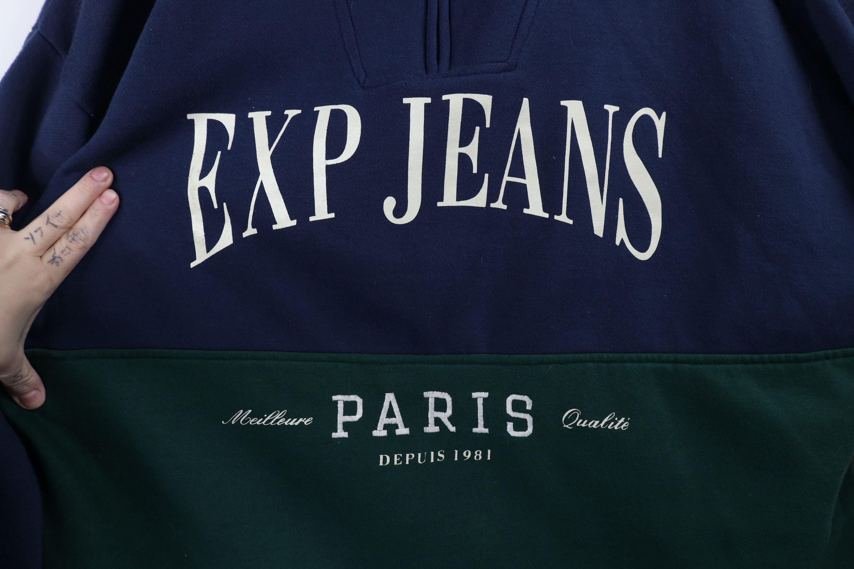 Vintage Vintage 90s Streetwear Fit Paris Half Zip Hoodie Sweatshirt Size L / US 10 / IT 46 - 8 Thumbnail