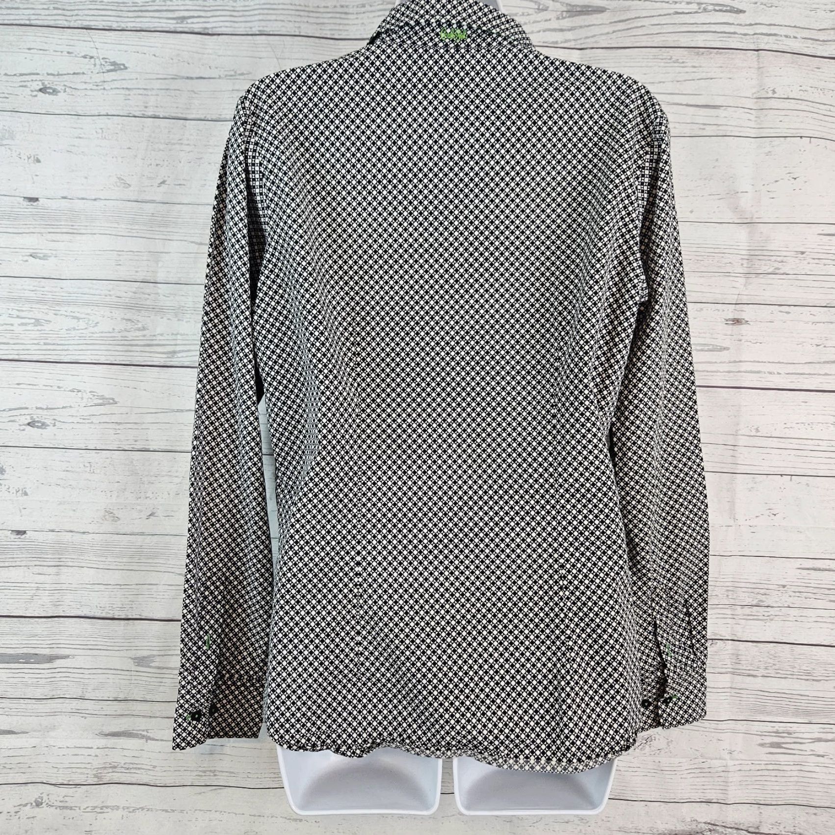 Vintage Cruel Girl Womens Button Up Shirt Sz Large Black White Geometric 100% Cotton Button-Up Regular Long Sleeve Collared Tailored Vintage No Size L / US 10 / IT 46 - 3 Thumbnail