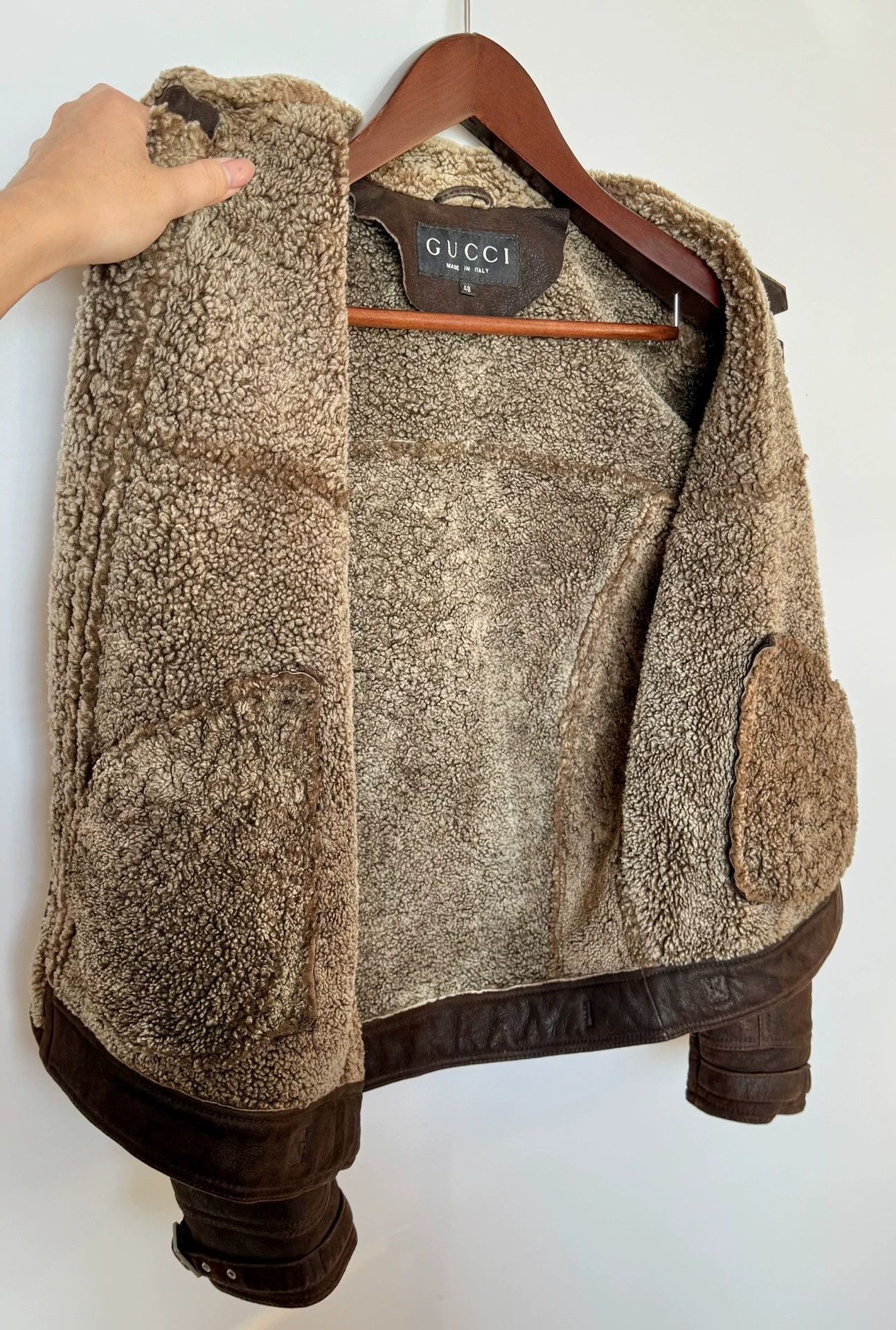 Gucci Gucci Brown Suede Shearling Jacket Tom Ford Era 48 Size US M / EU 48-50 / 2 - 2 Thumbnail