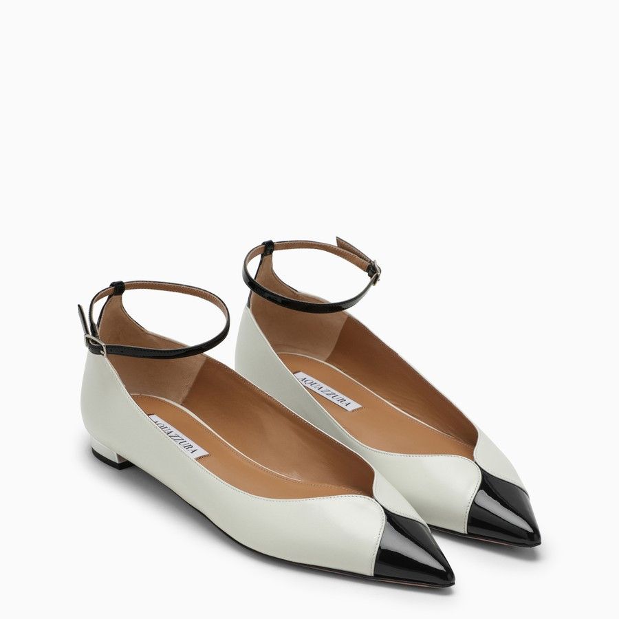 image of Aquazzura O1D2Blof0124 Ballerina In White Shoes, Women's (Size 8)