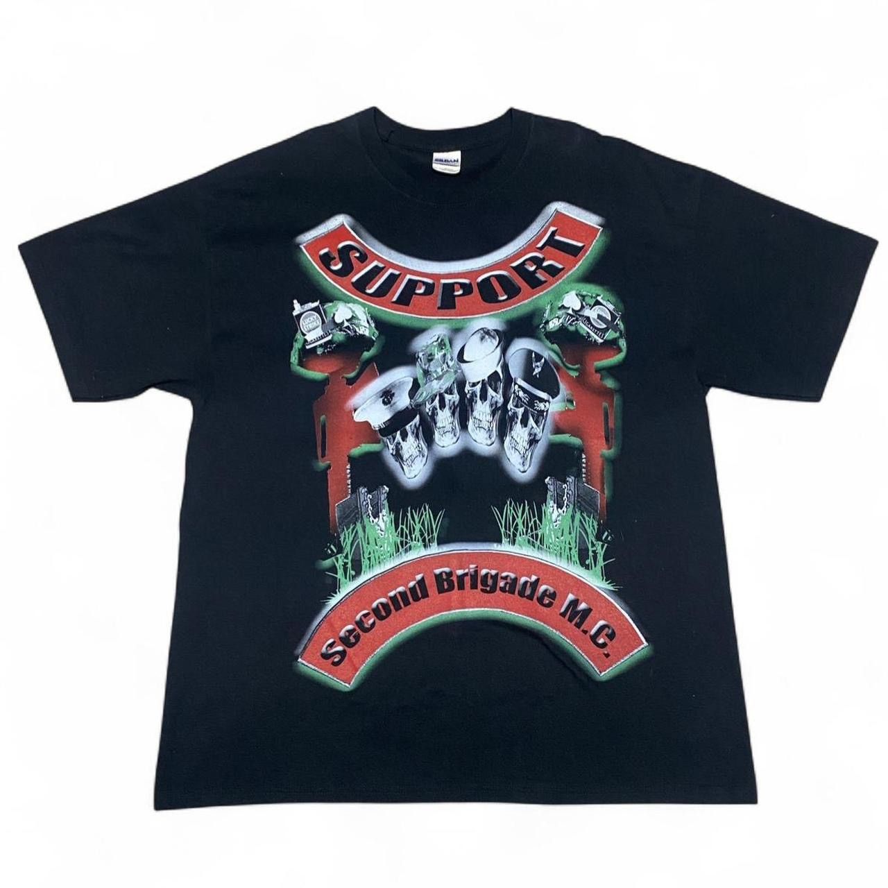 Gildan Y2K support second Brigade M.C skull graphic black Tshirt Size US XL / EU 56 / 4 - 1 Thumbnail