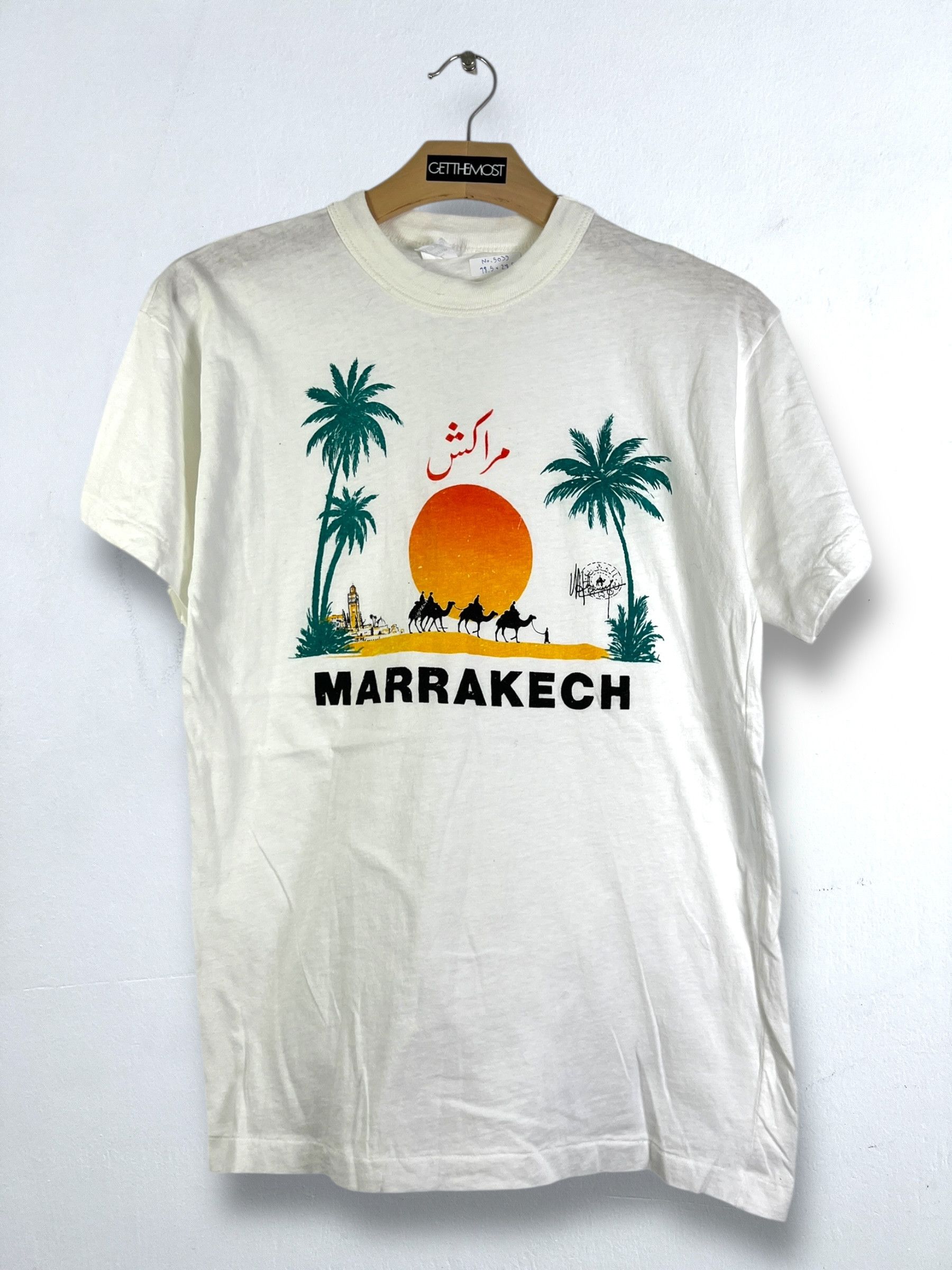 Vintage No.5039 VTG 90s Marrakech Morocco Souvenir Graphic Tee (XL) Size US XL / EU 56 / 4 - 1 Thumbnail