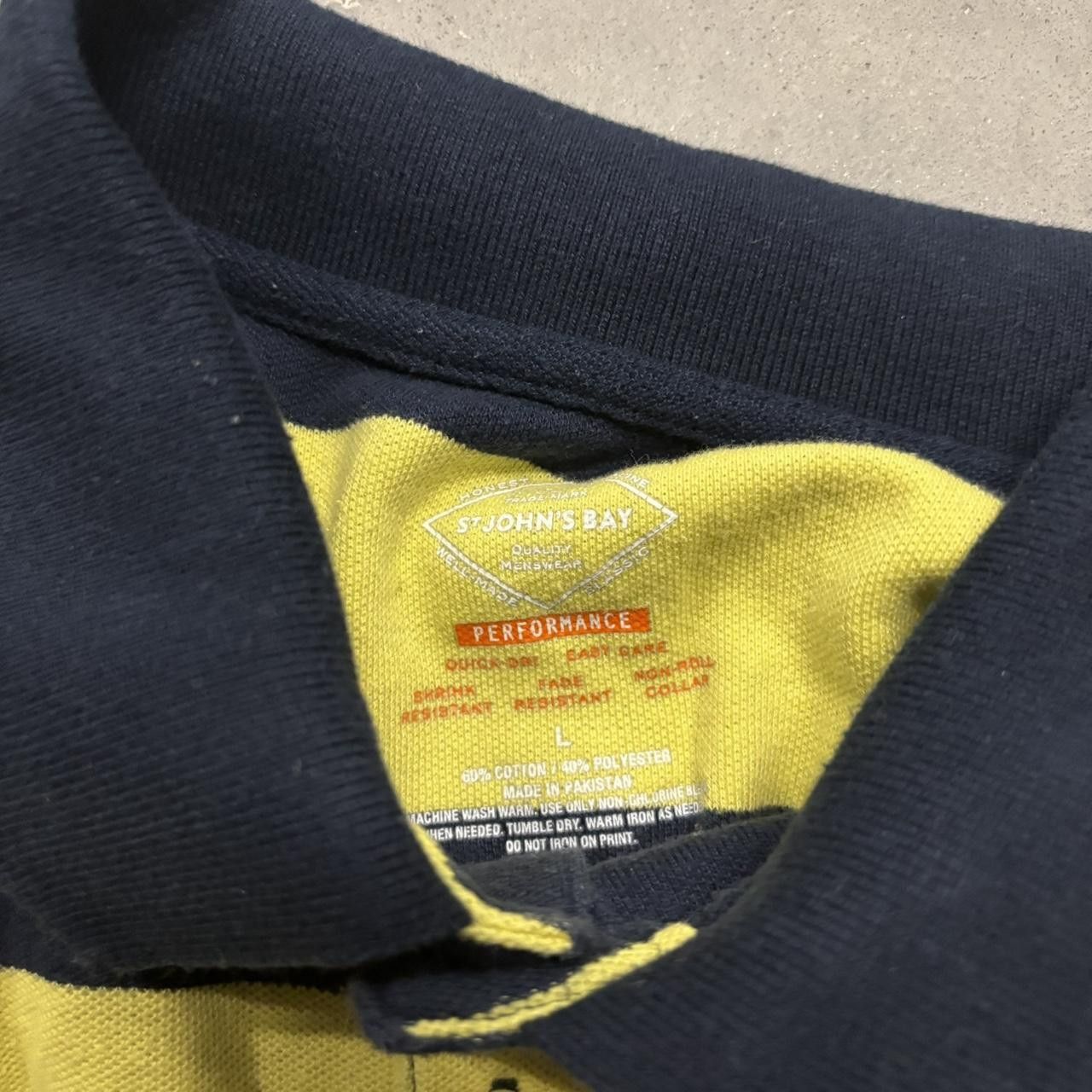 Japanese Brand × Vintage Crazy Vintage Y2K/2000s Yellow Navy Blue Striped Streetwear Polo Shirt! Size US L / EU 52-54 / 3 - 3 Thumbnail
