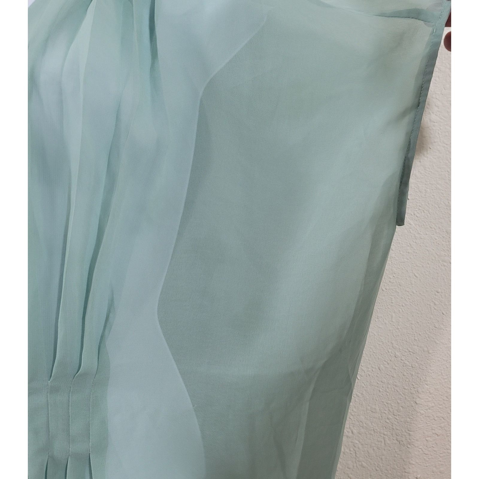 Other Abito Light Green Sheer Pleated Batwing Button Up Top XL Size XL / US 12-14 / IT 48-50 - 3 Thumbnail