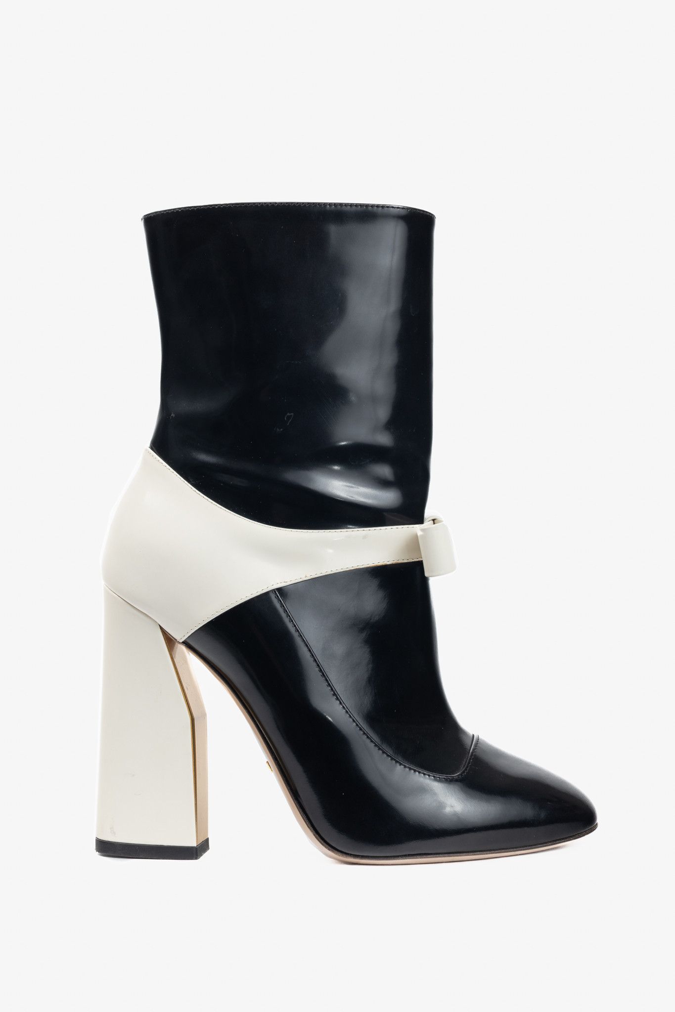 Gucci Gucci Nimue Black & White Colour-Block Midcalf Boots Size US 7.5 / IT 37.5 - 1 Thumbnail