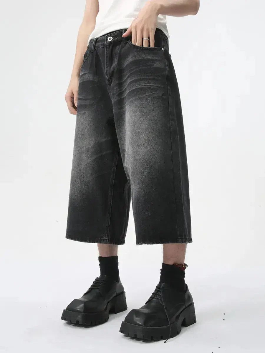 Japanese Brand Retro high street straight leg wide leg denim shorts Size US 32 / EU 48 - 1 Thumbnail