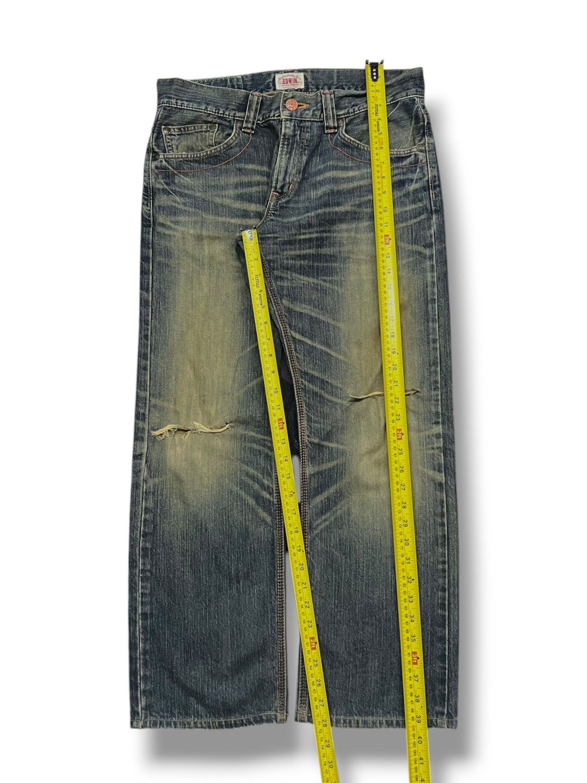 Edwin Loose Vintage Edwin 403XVS - Faded Mud Wash,Distressed Denim Size US 35 - 14 Thumbnail