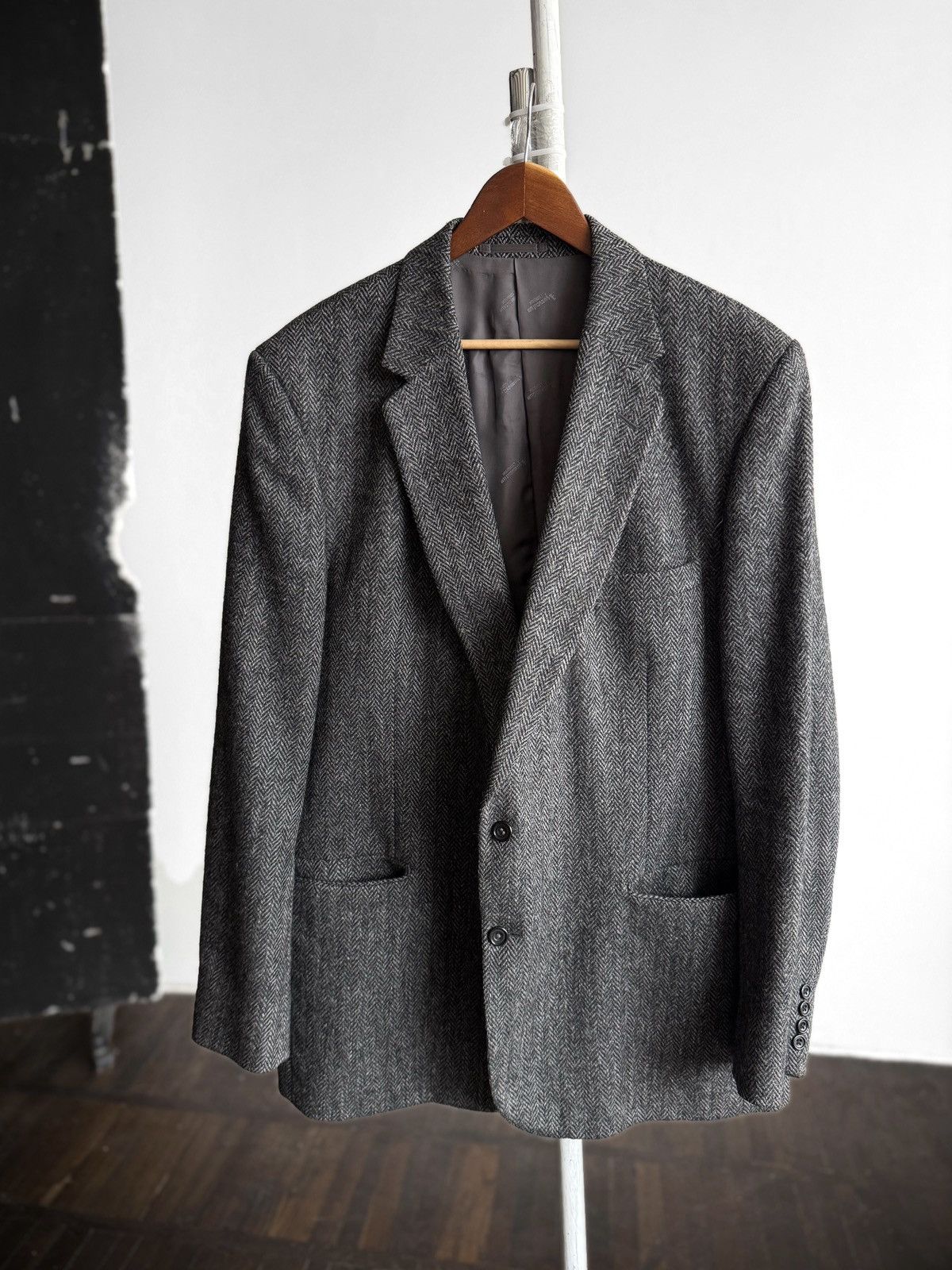 Aquascutum Aquascutum Tweed Mens Gray Blazer Jacket Wool Made in UK Size 50L - 2 Thumbnail