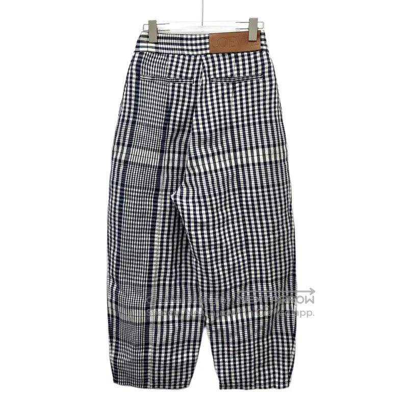 Loewe Loewe Grey Checkered Linen Casual Wide Leg Trousers Size 26" / US 2 / IT 38 - 2 Thumbnail