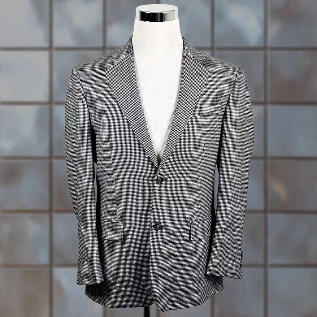 Vintage Grant Thomas Sport Coat 38R 100% Cashmere Houndstooth Two Button Lined Vented Size US XS / EU 42 / 0 - 1 Thumbnail