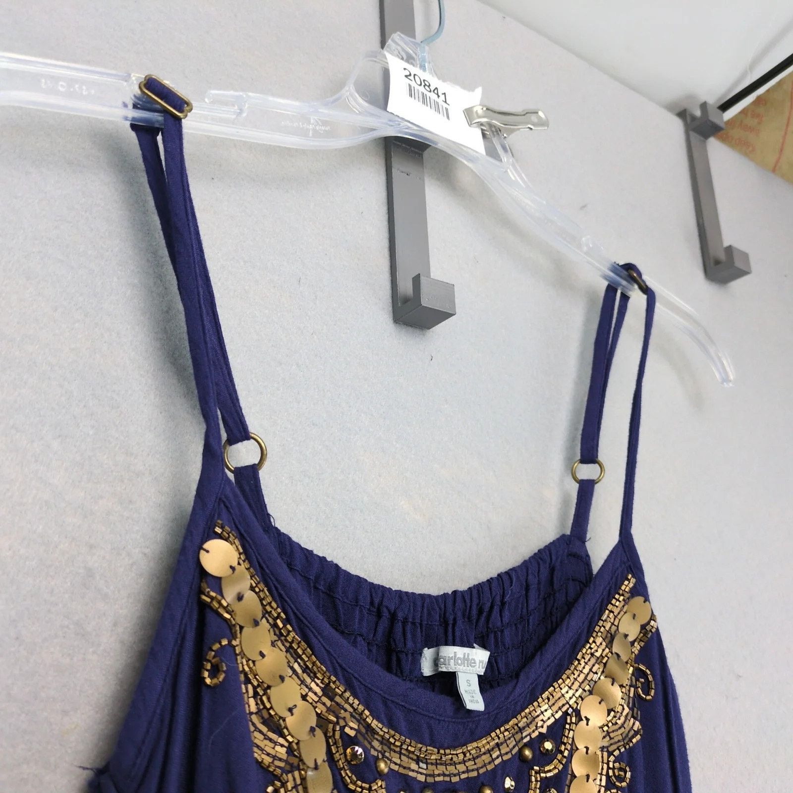 Other Charlotte Russe Navy Tiered Maxi Dress S Brass Beads Size S / US 4 / IT 40 - 10 Thumbnail