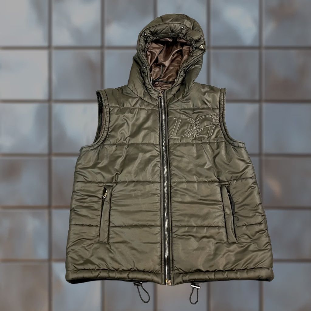Dolce & Gabbana VINTAGE Dolce&Gabbana Mens Gilet Padded Small Bronze Brown Logo Designer Jacket Size US XXS / EU 40 - 1 Thumbnail