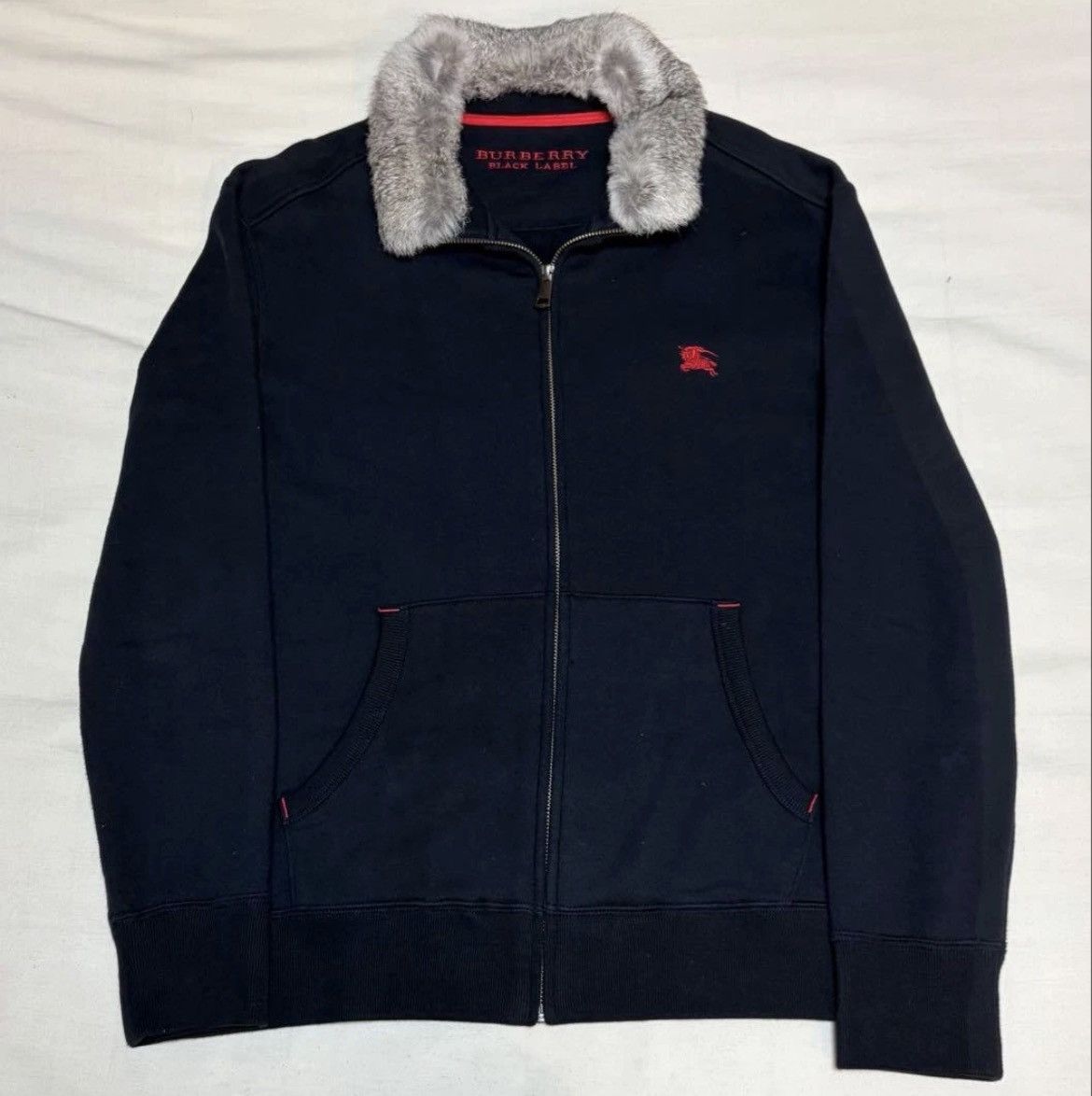 Burberry × Japanese Brand Burberry Black Label Fur Zip Up Hoodie