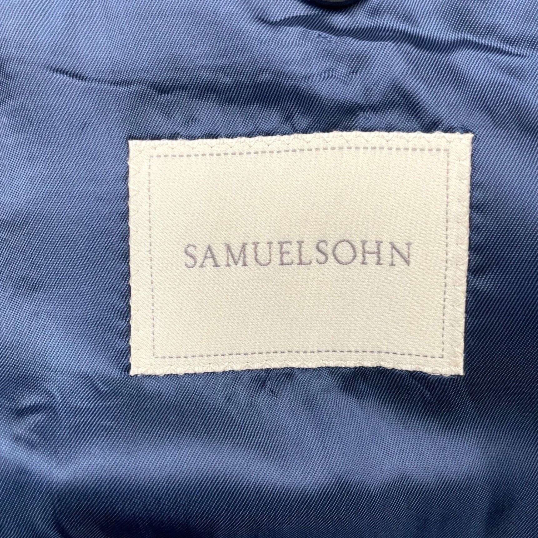 Vintage Samuelsohn Beckett Blazer Navy Blue Stripe 2-Button 40R Wool Mens Blazer Jacket Size 40R - 6 Thumbnail