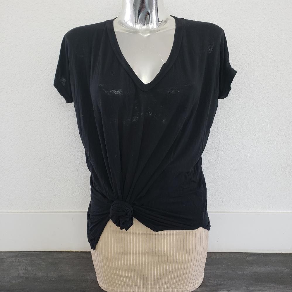 Designer Black Basic Melville Boxy Vneck Sleeve Size ONE SIZE - 1 Thumbnail