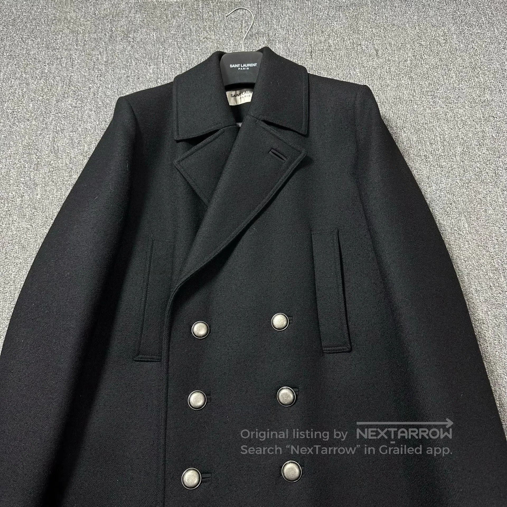 Saint Laurent Paris Saint Laurent Black Wool Double-Breasted Coat. Size US M / EU 48-50 / 2 - 2 Thumbnail