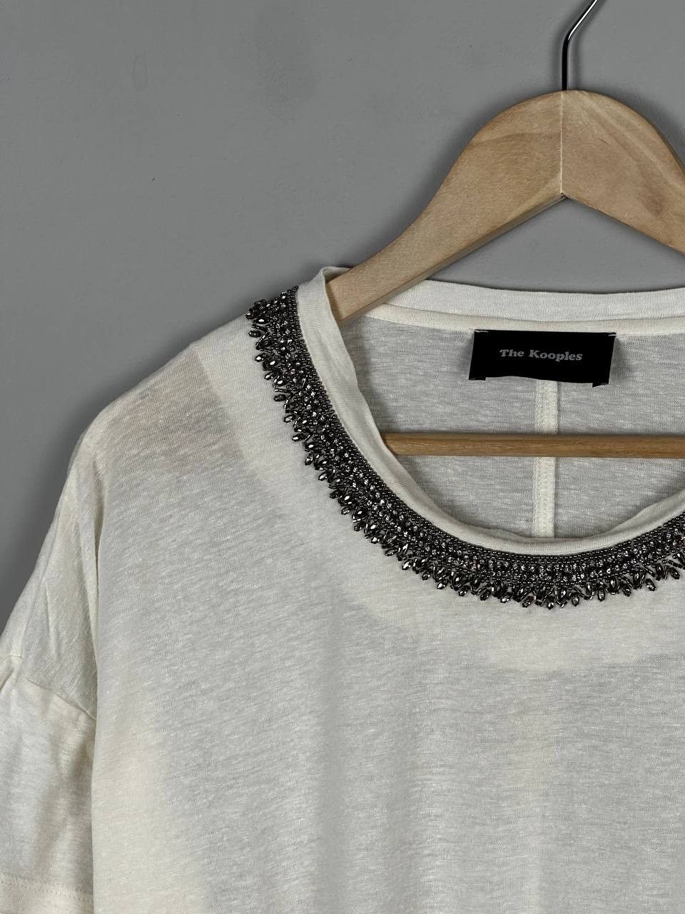 The Kooples The Kooples Oversized Linen Rhinestone T Shirt Size S / US 4 / IT 40 - 4 Thumbnail