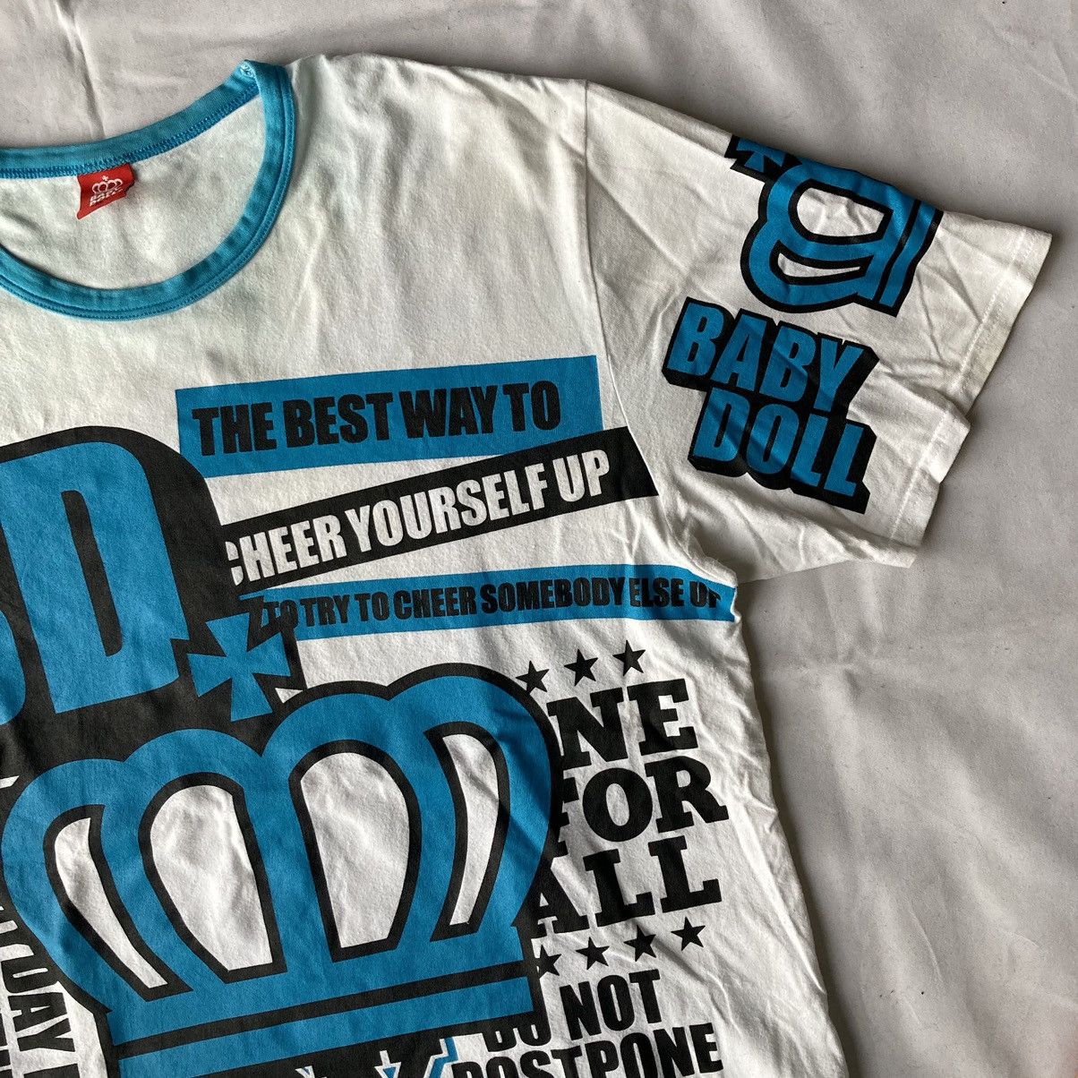 Japanese Brand × Vintage Japanese Y2K Babydoll Bold Graphic Full Print Tees Size US XL / EU 56 / 4 - 4 Thumbnail