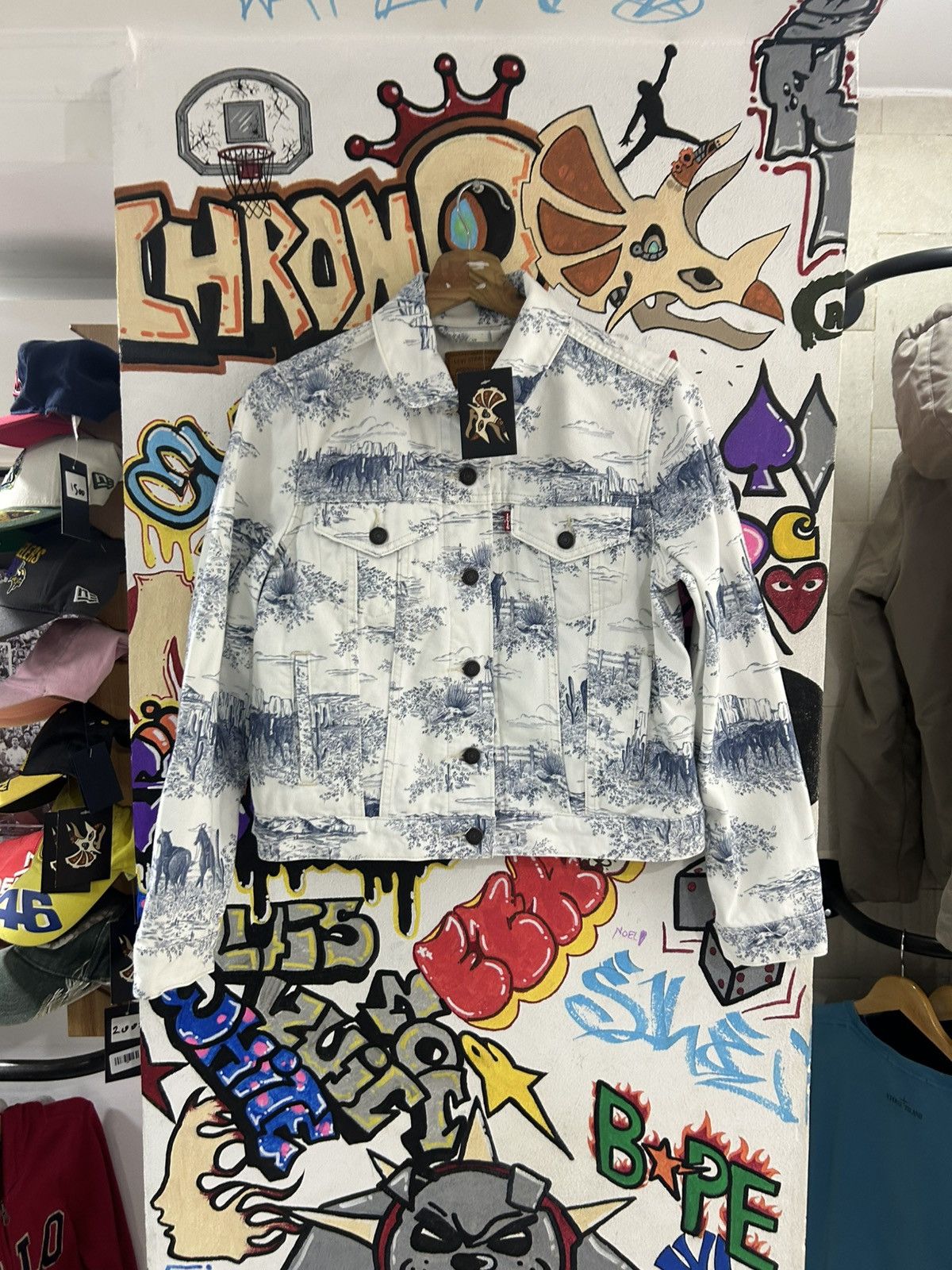 Levis White Printed Denim Jacket