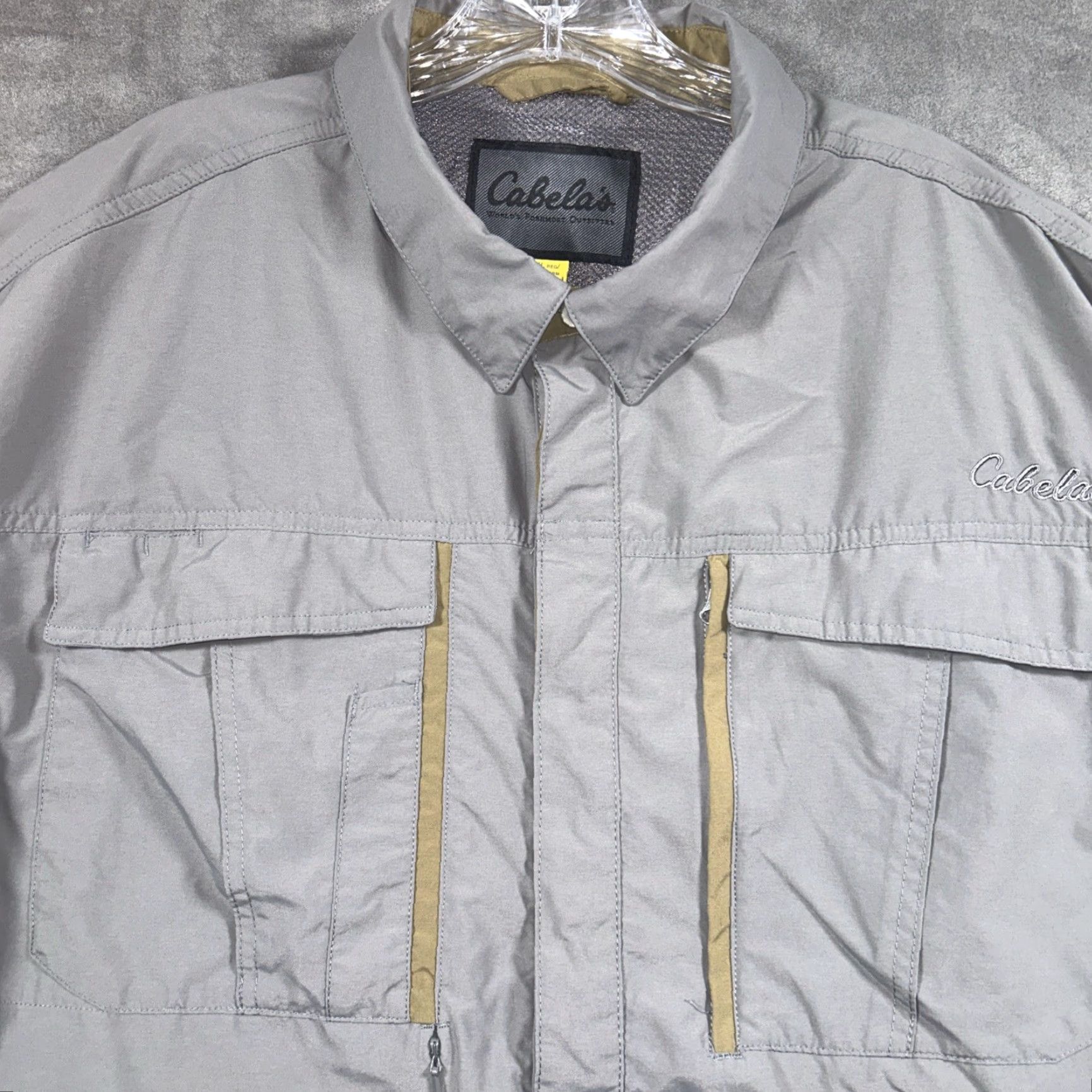 Vintage Cabela's Shirt 3XL Gray Long Sleeve Button-Down Pockets Ventilated Nylon Knit? Wait. Size US XXL / EU 58 / 5 - 2 Thumbnail