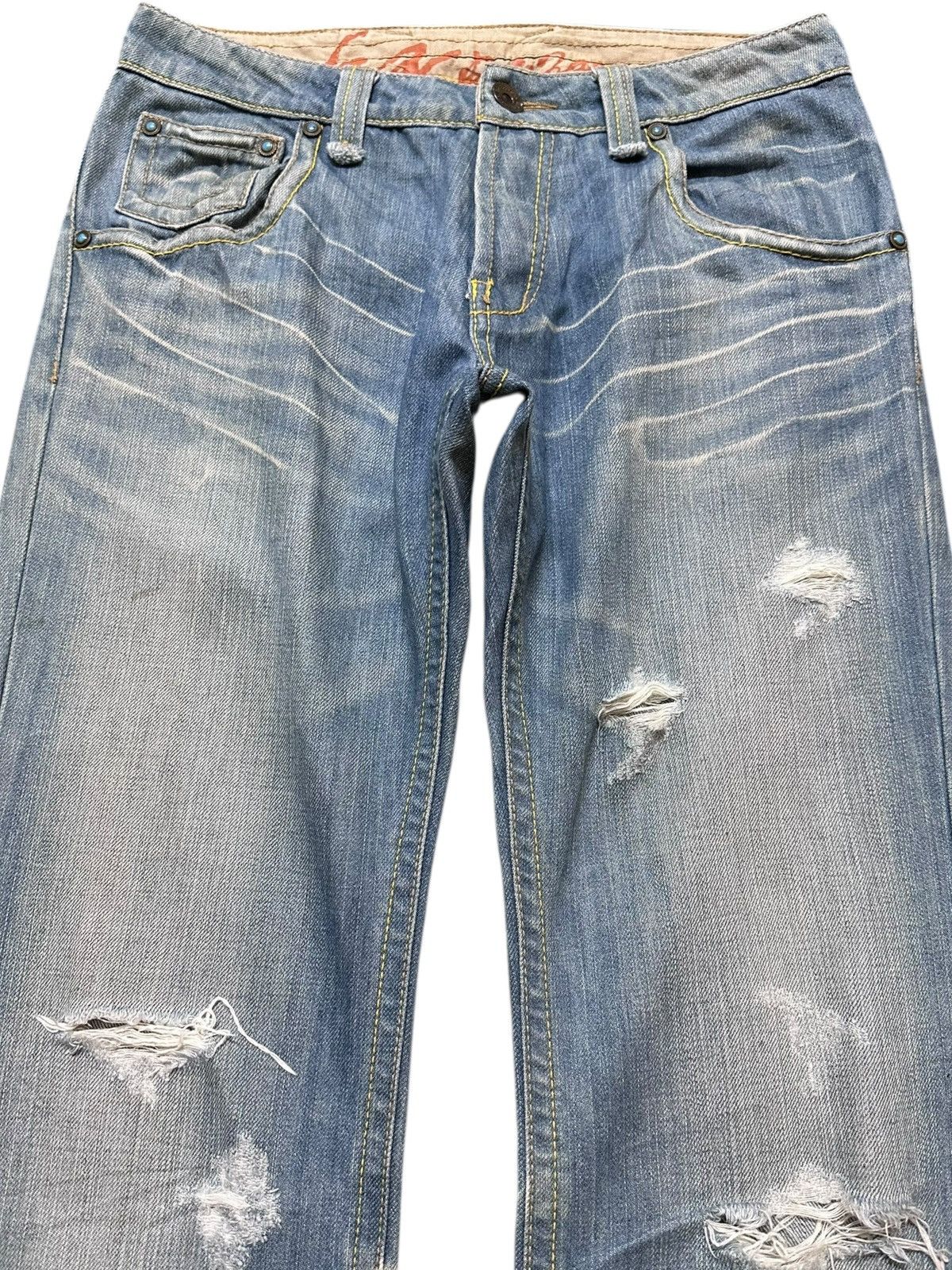Ermenegildo Zegna × Fear of God Vintage E.Z by Zegna Faded Grunge Ripped Distressed Denim Size US 30 / EU 46 - 2 Thumbnail