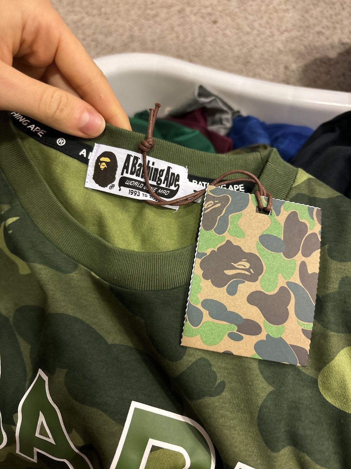 Bape Bape Green Camo Spellout Logo Tee Size US M / EU 48-50 / 2 - 3 Thumbnail