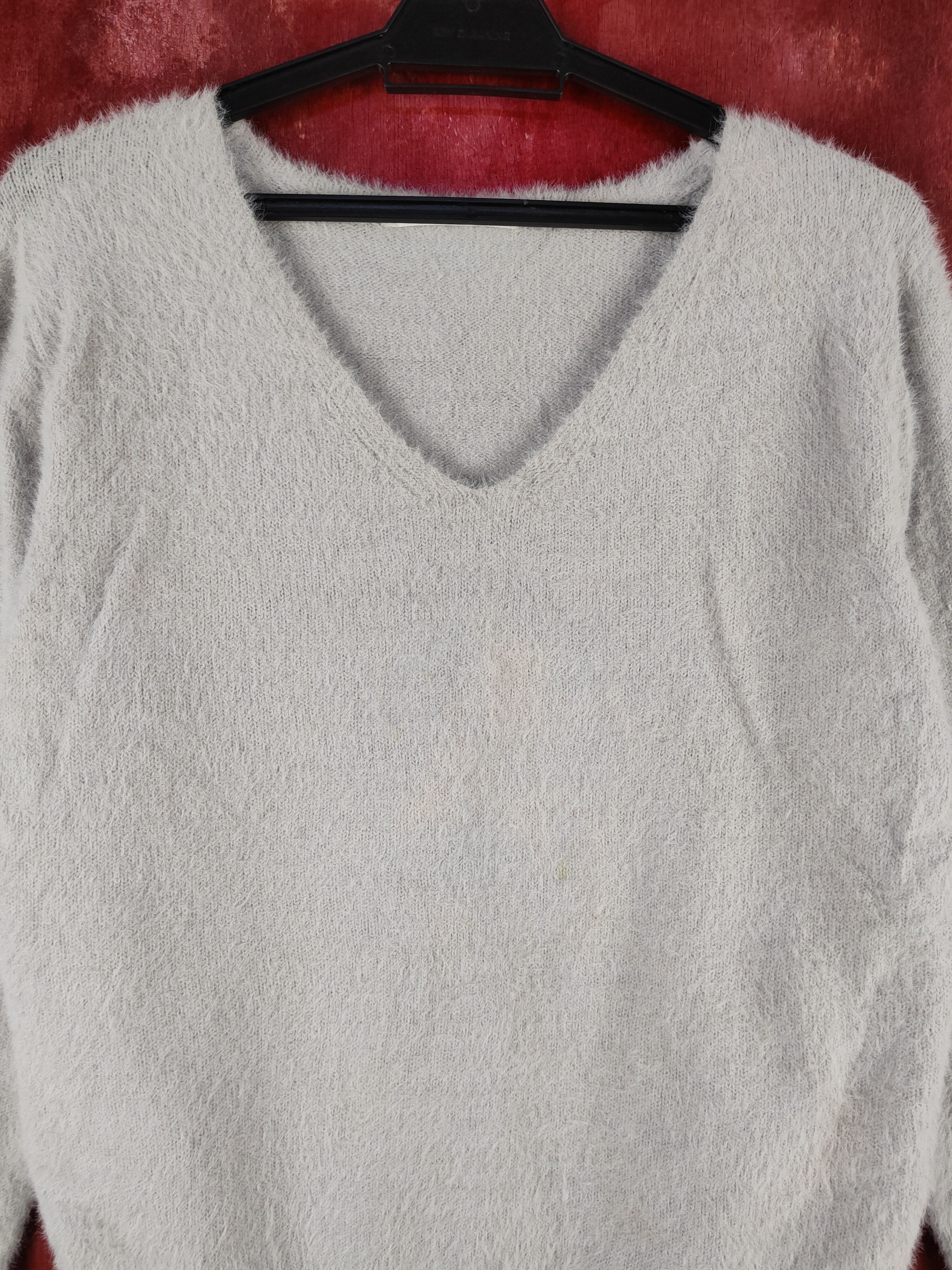 Homespun Knitwear × Japanese Brand × Vintage Ikka Gray Shag Shaggy Fur Mohair Knitwear #S2092 Size M / US 6-8 / IT 42-44 - 2 Thumbnail
