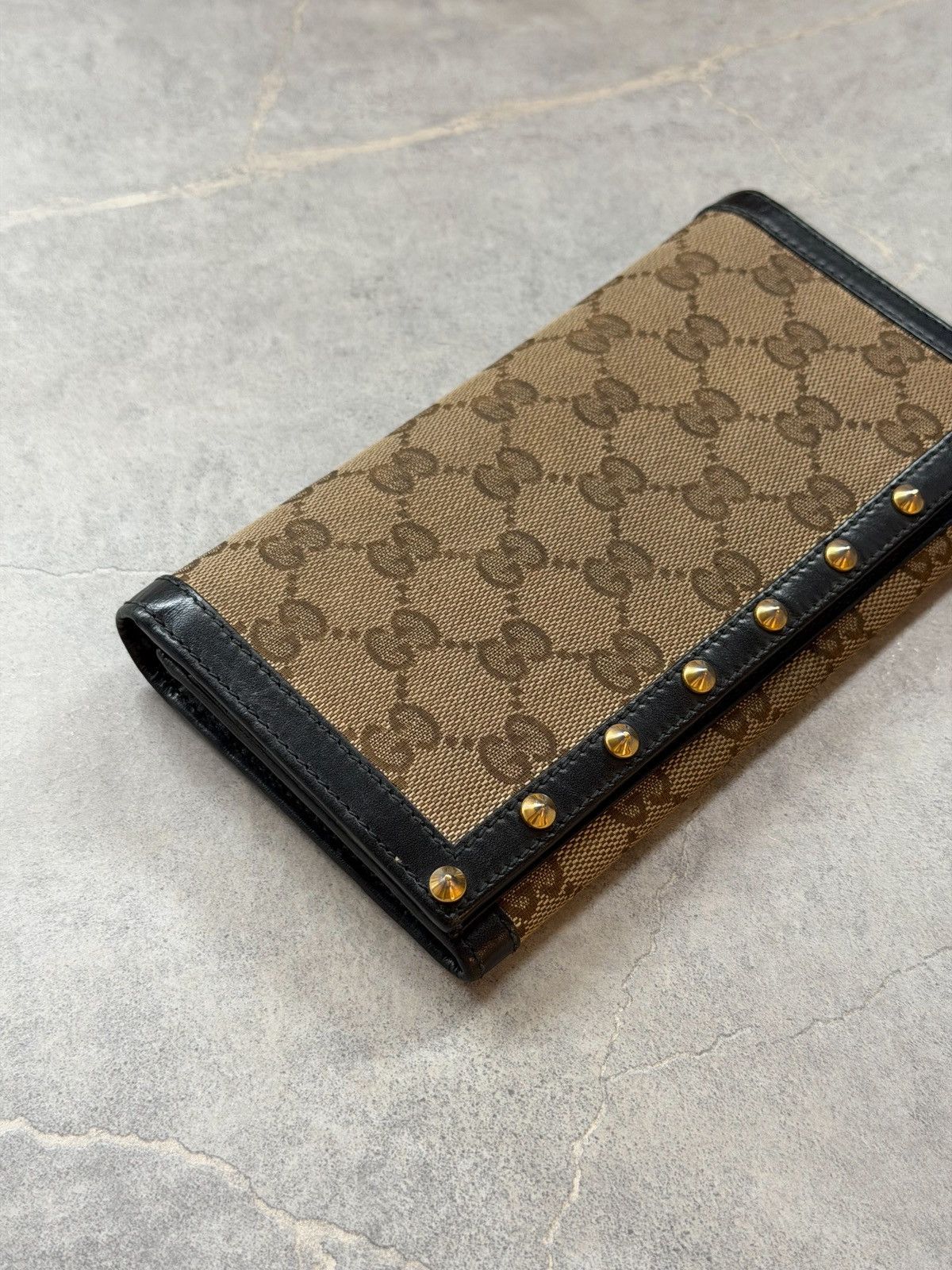GUCCI Tom Ford FW 2003 Studded Monogram Flap Wallet Vintage