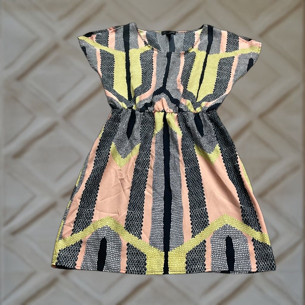 AQUA Aqua Dress Womens Small Multicolor Geometric Knit Midi Sheath Round Neck Casual Sleeve Lightweight Size S / US 4 / IT 40 - 1 Thumbnail