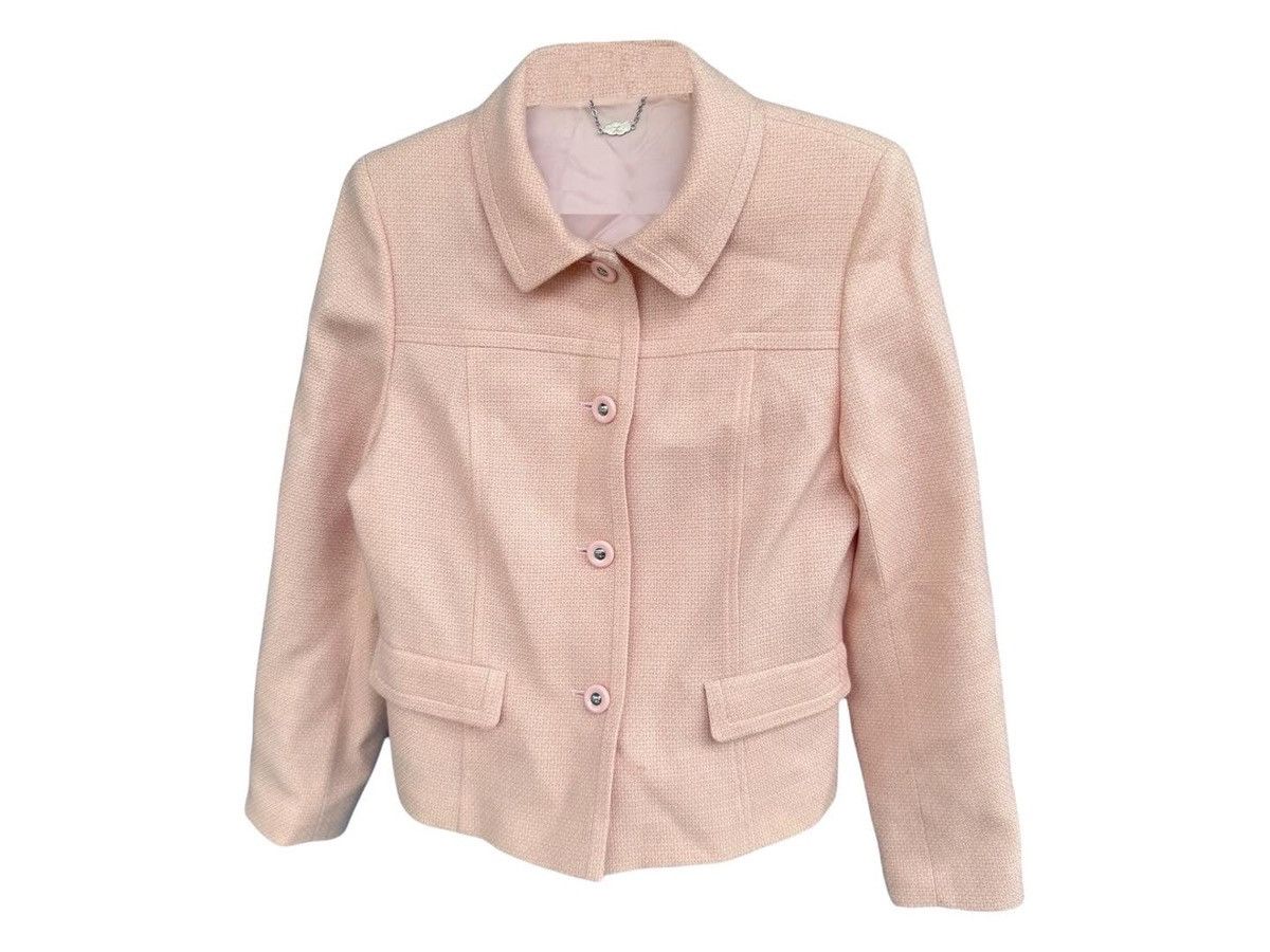 Courreges RARE Vintage 90s Courreges Pink Peach Tweed Jacket Blazer Size S / US 4 / IT 40 - 1 Thumbnail