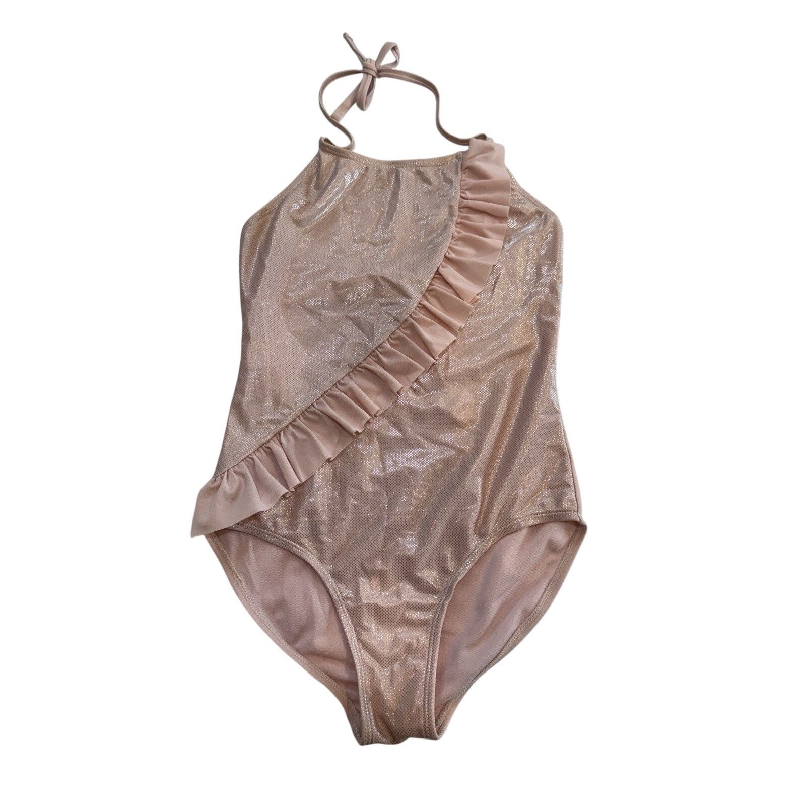 Other Cat & Jack L Y(10/12) Swimsuit Rose Gold Shimmer Ruffle Halr Size L / US 10 / IT 46 - 1 Thumbnail