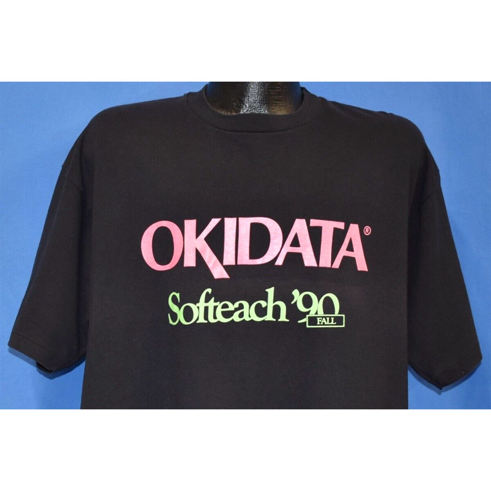 image of Hanes VTG 90's Okidata Softeach '90 Fall Printer Technology Computer Logo T-Shirt XL in White, Men'