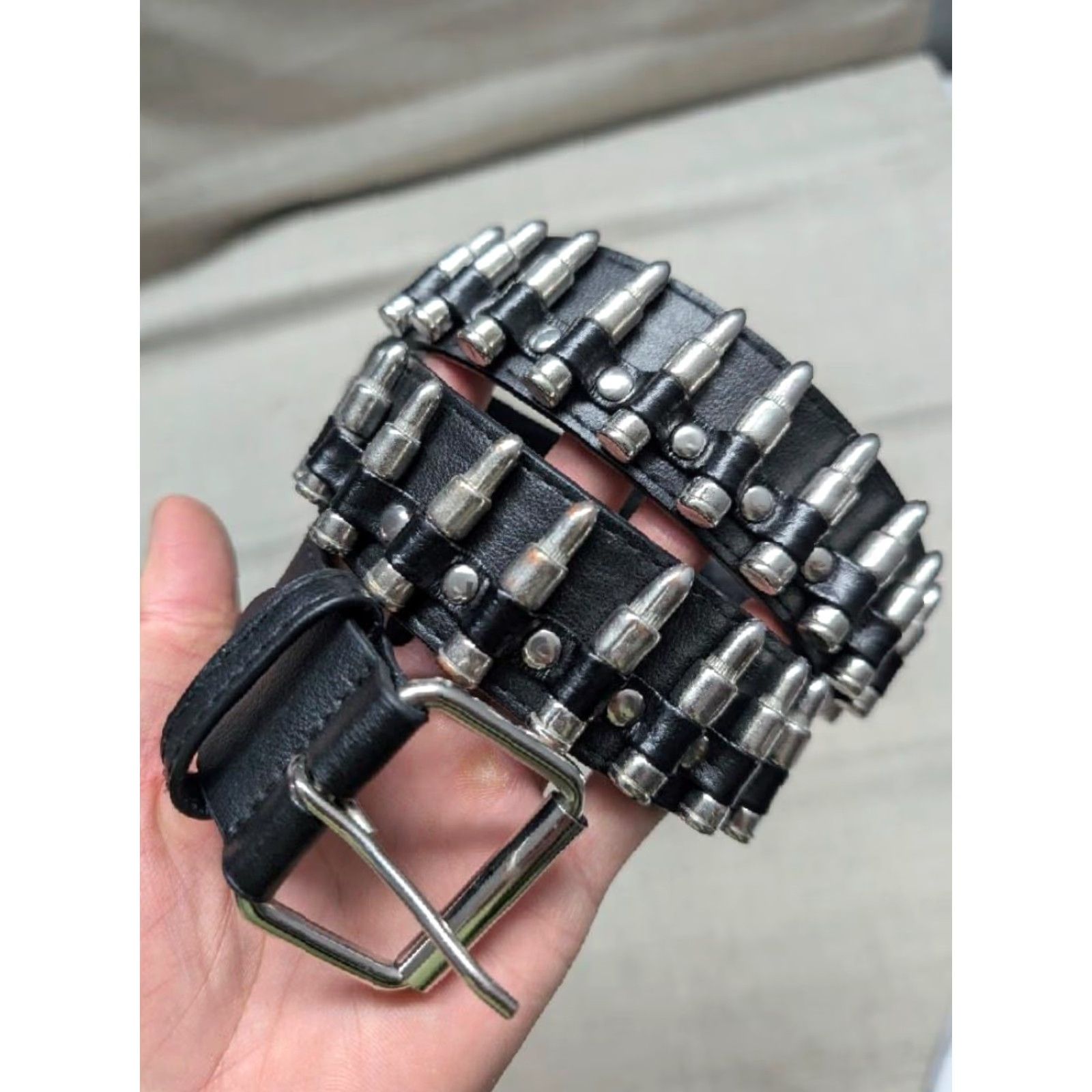Vintage VINTAGE Gun Shells black belt 36 Mens belt Cowboy Punk Gothic GUNS AMMO Y2K buckle belt 1990s skate Size 36 - 2 Thumbnail