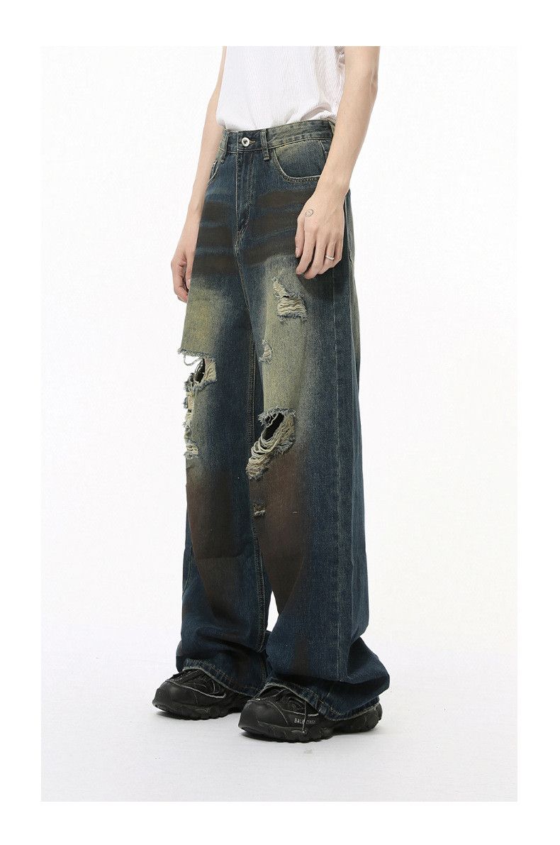 Japanese Brand × Jean American high street distressed straight-leg ripped jeans Size US 32 / EU 48 - 3 Thumbnail