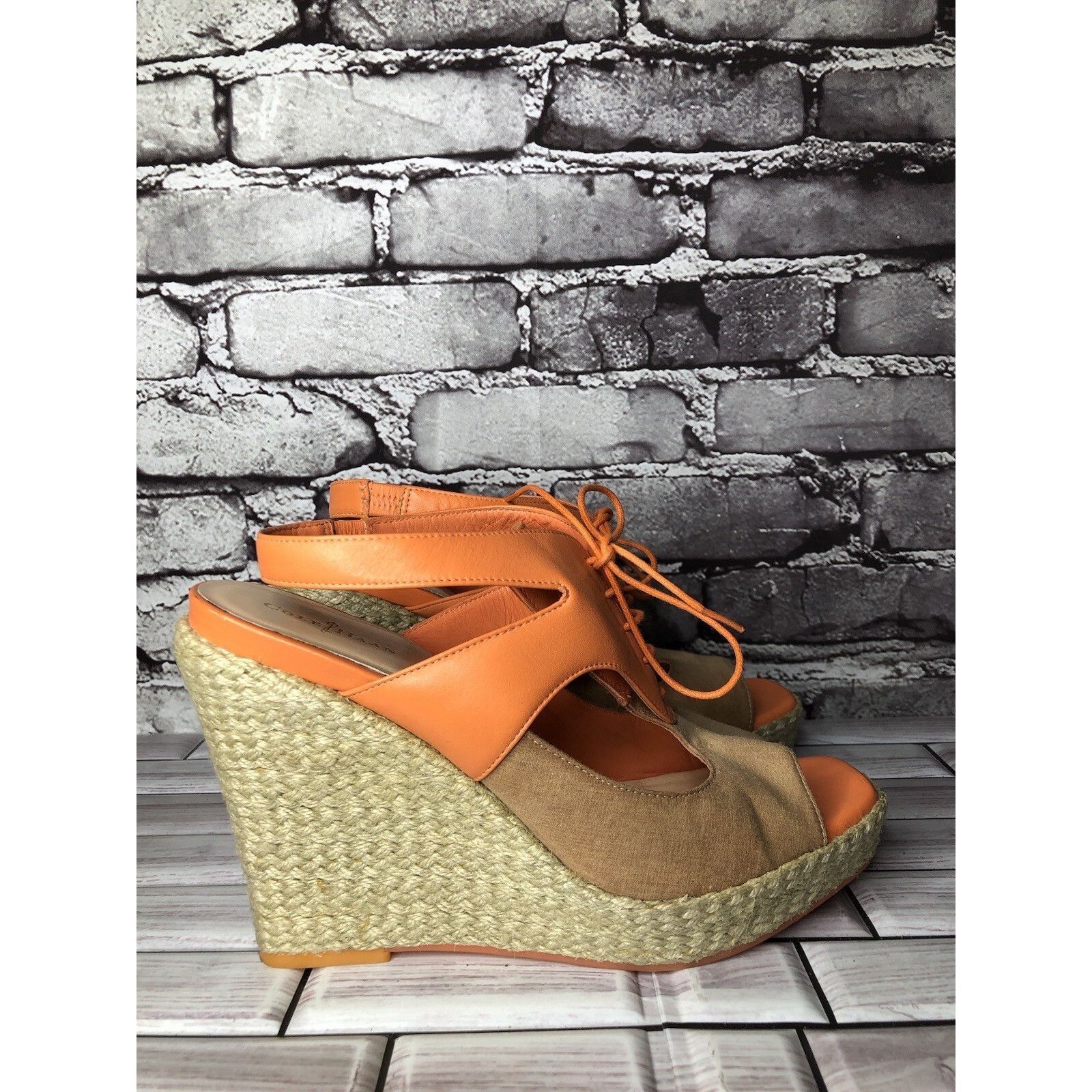 Cole Haan Cole Haan Orange Leather Lace Up Wedge Espadrilles Sandals W Size US 9.5 / IT 39.5 - 18 Thumbnail