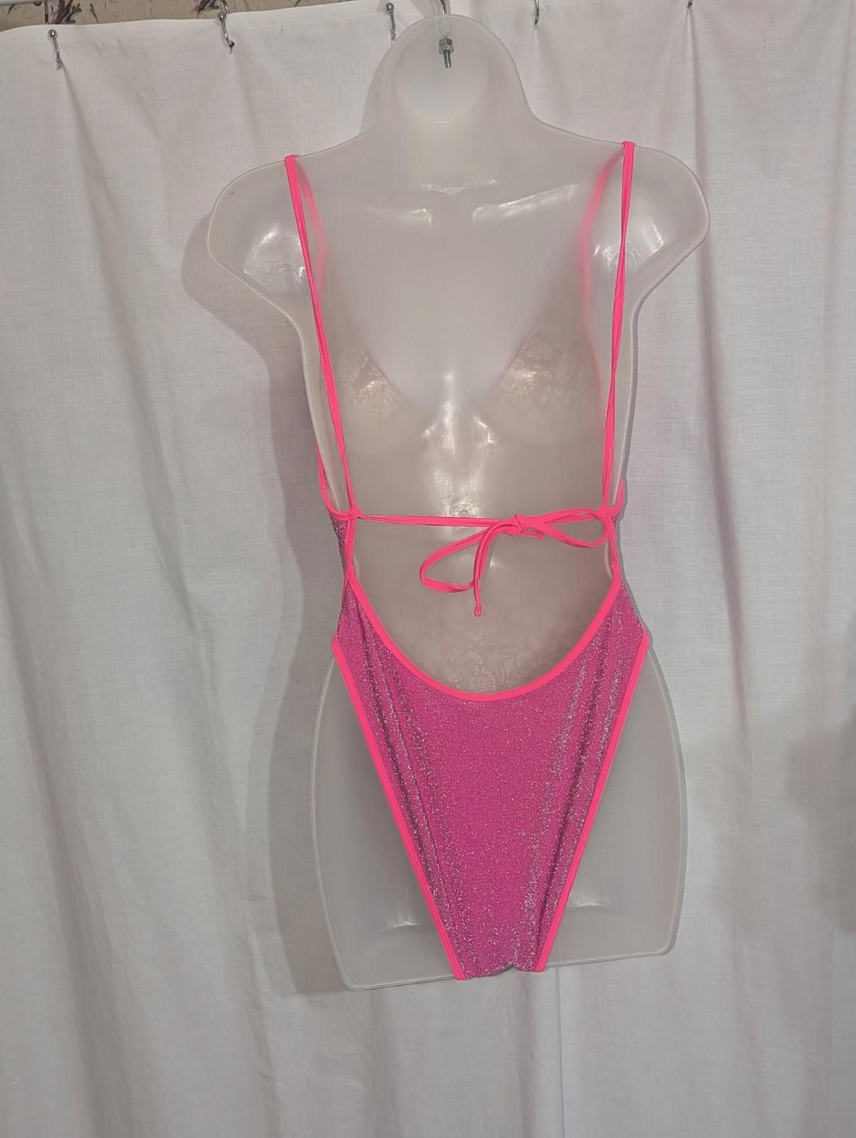 Free People x free-est Amber One Piece Swimsuit Sparkly Hot Pink Sz M Size ONE SIZE - 5 Thumbnail