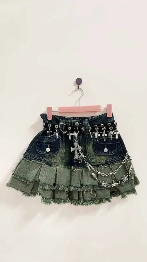image of Avant Garde Gothic Short Skirt in Blue, Women's (Size 25)