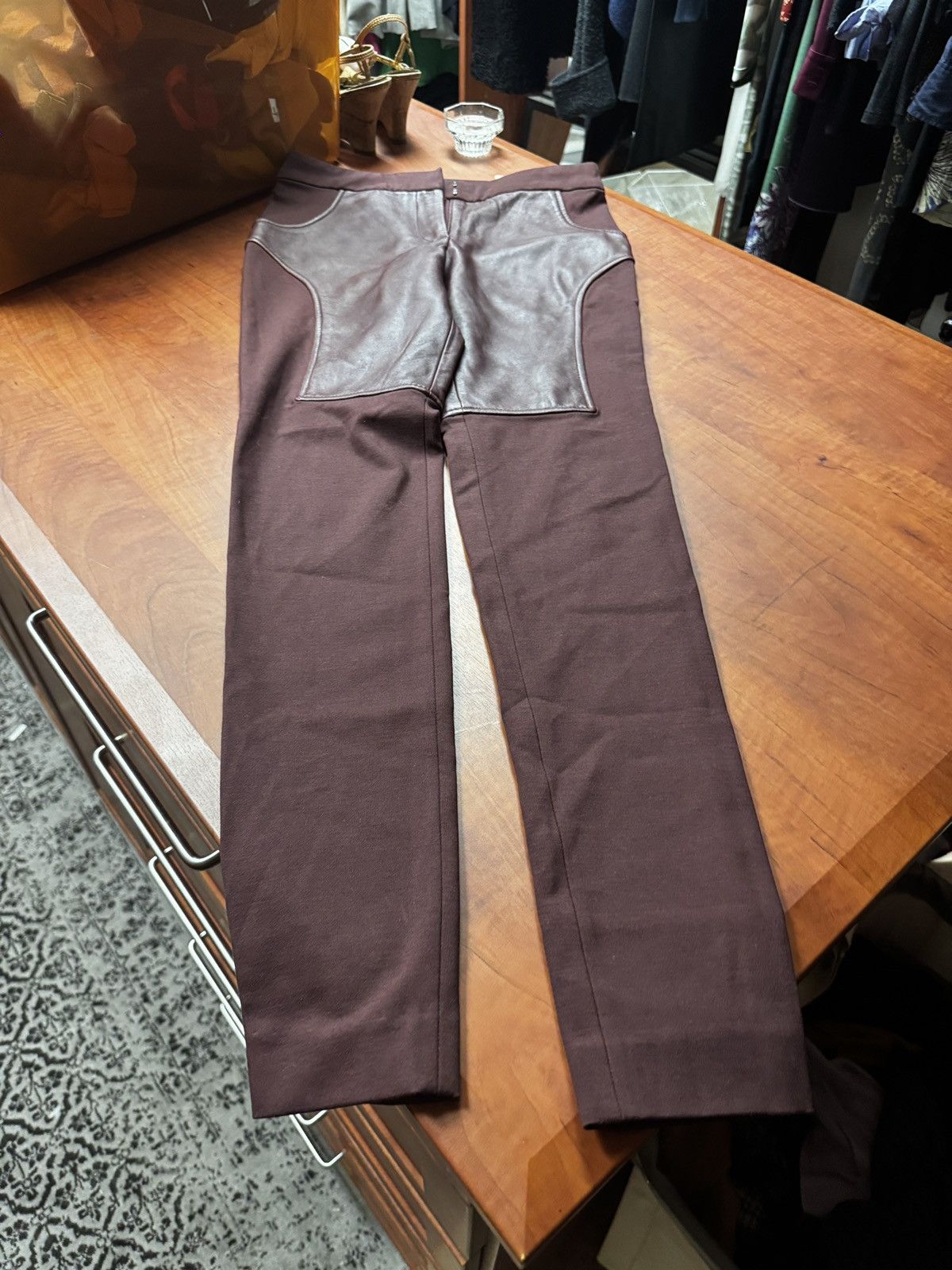 Alexander Wang Oxblood T by Alexander Wang Leather-Panel Trousers Size 26" / US 2 / IT 38 - 1 Thumbnail