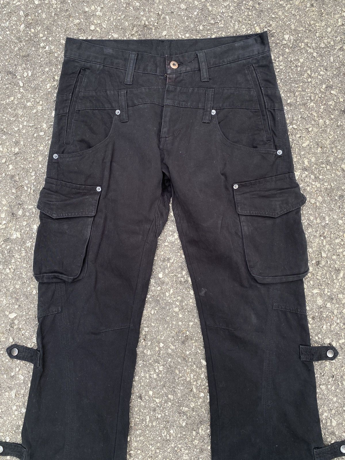 Issey Miyake × Japanese Brand × Tete Homme 2000s Tete Homme Bondage Double Waist Cargo Flare Pant Size US 32 / EU 48 - 3 Thumbnail