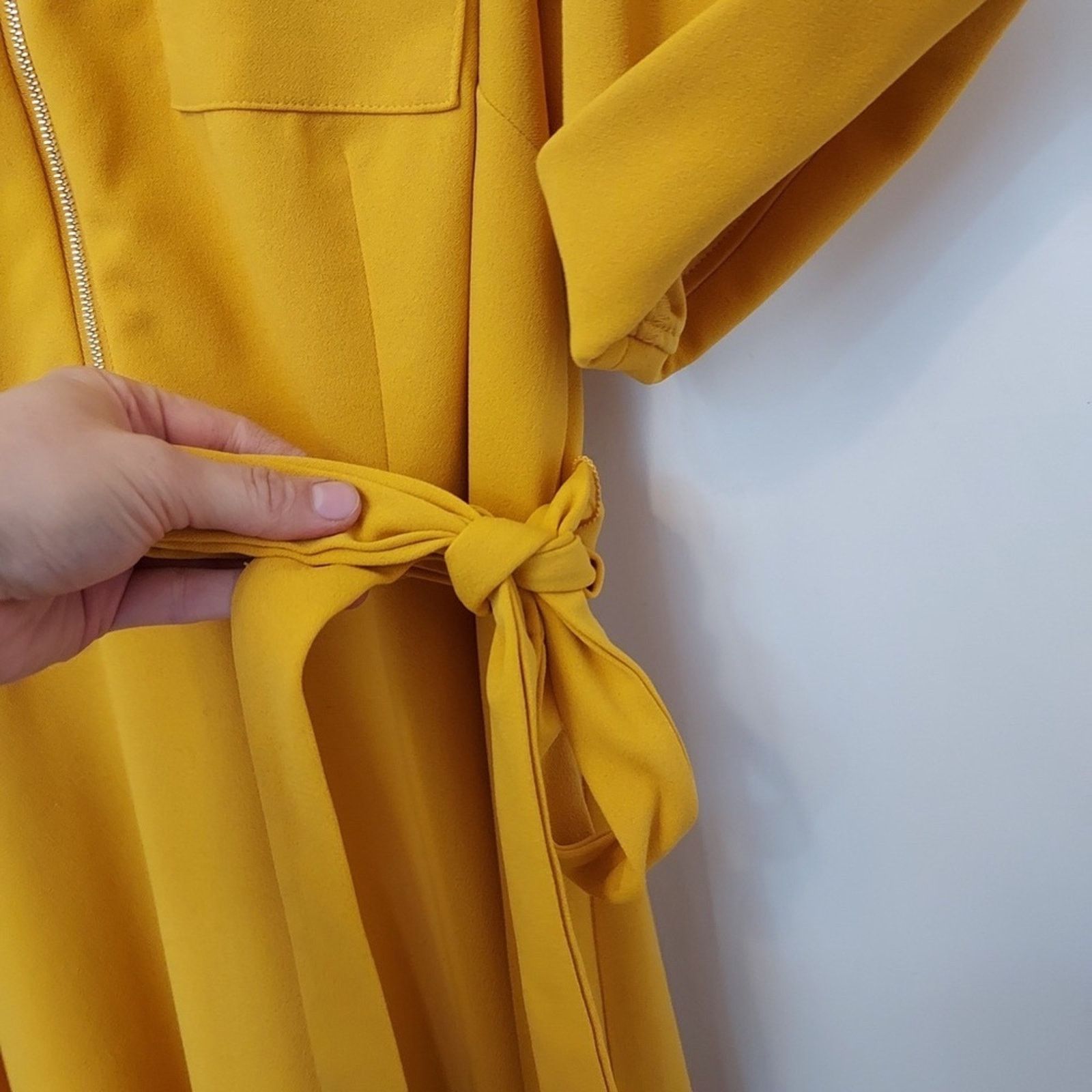 Other Shelby and Palmer Mustard Yellow Fit and Flare Zip Dress Size XXL / US 16-18 / IT 52-54 - 6 Thumbnail