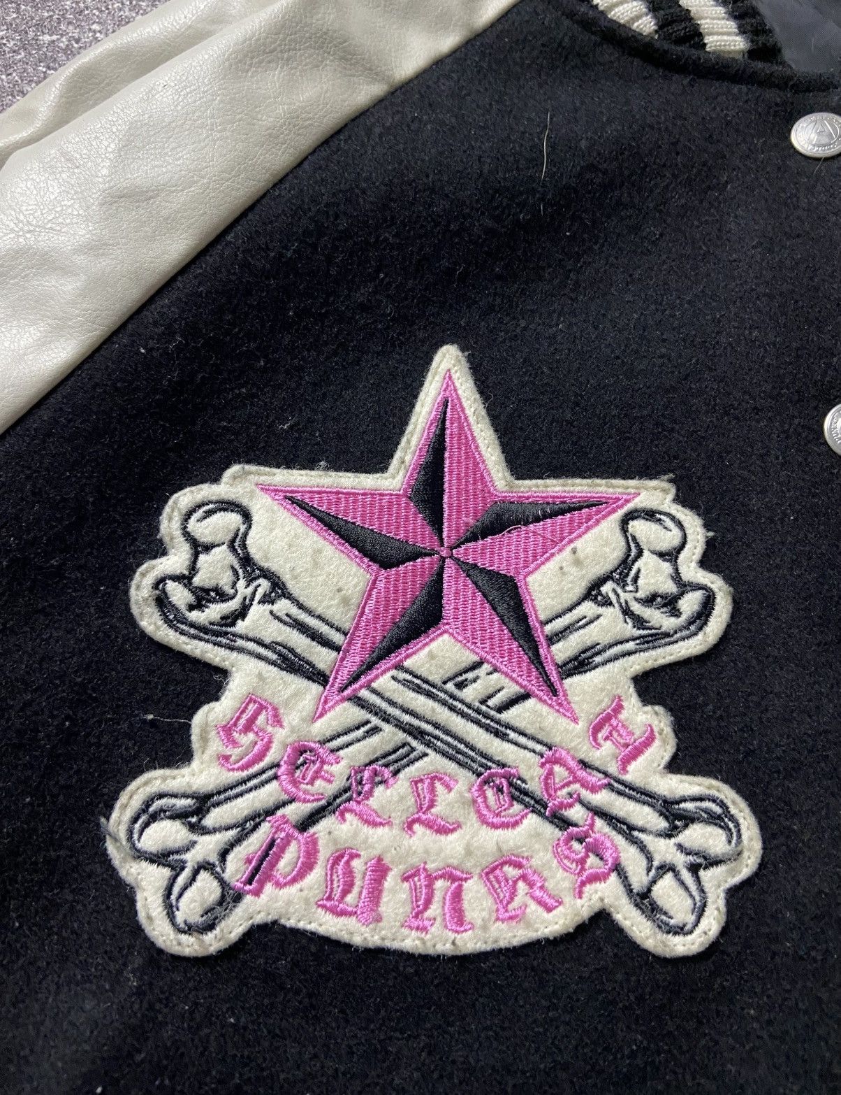 Japanese Brand Hell cat punk leather wool varsity jacket Size US S / EU 44-46 / 1 - 3 Thumbnail
