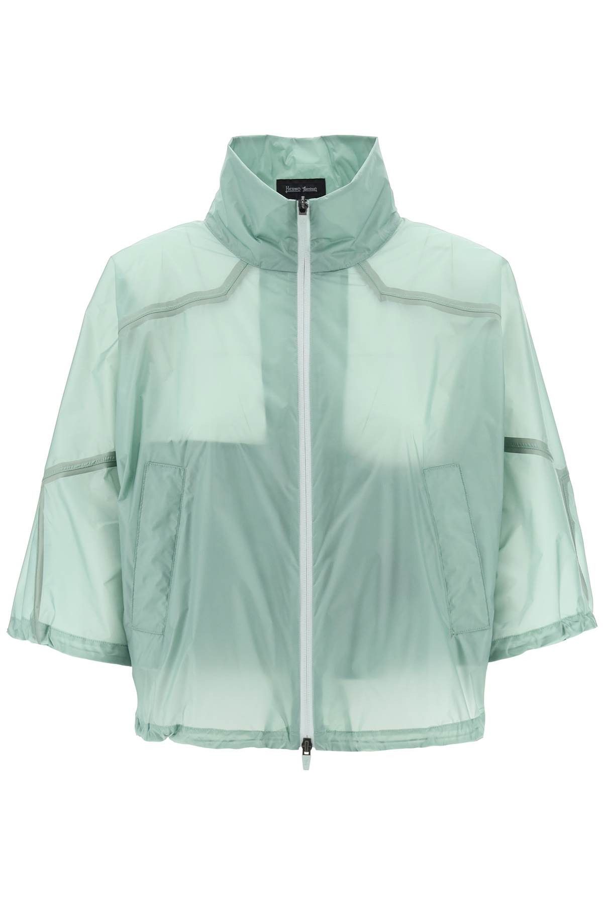 image of Herno Windbreaker Jacket In Liquid Shine Finish in Verde, Women's (Size Small)