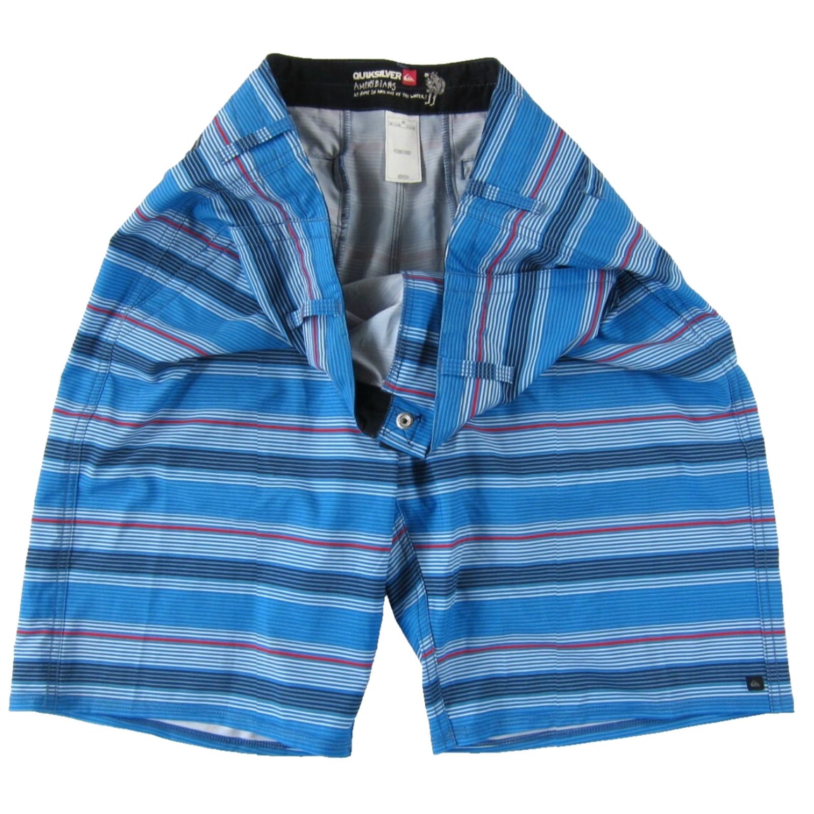 Quiksilver VINTAGE Quiksilver Amphibians Blue Red White Stripe Pocket Swim Surf Board Short 34 Size US 34 / EU 50 - 4 Thumbnail