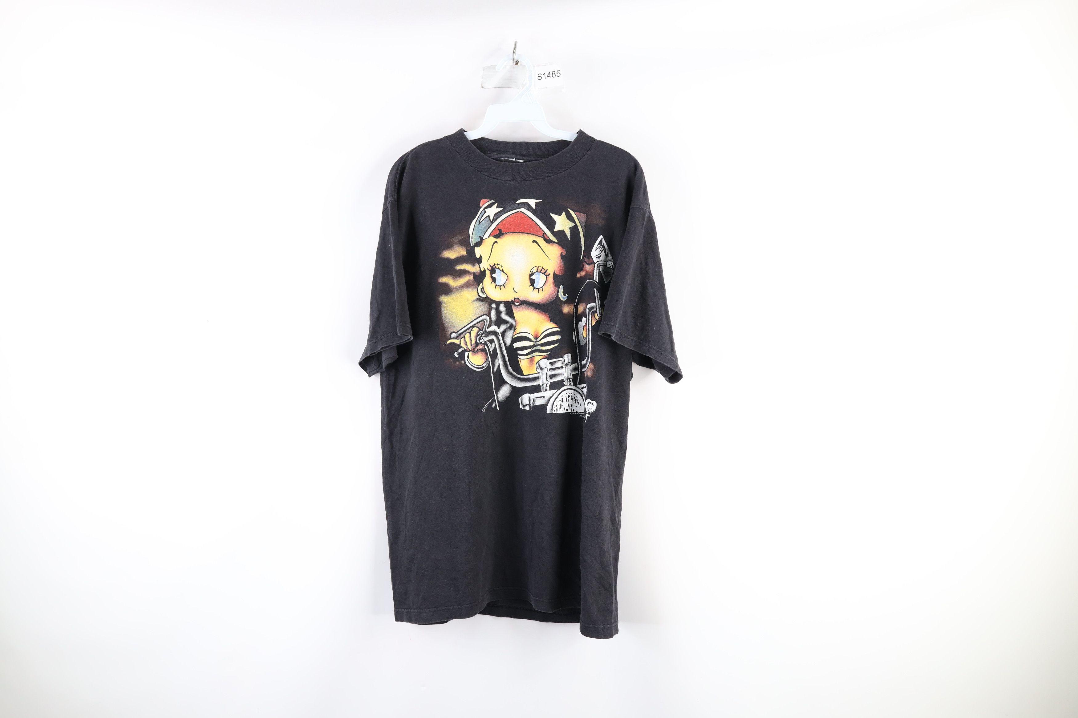 Vintage Vintage 90s Betty Boop Motorcycle Short Sleeve T-Shirt Black Size US L / EU 52-54 / 3 - 1 Thumbnail